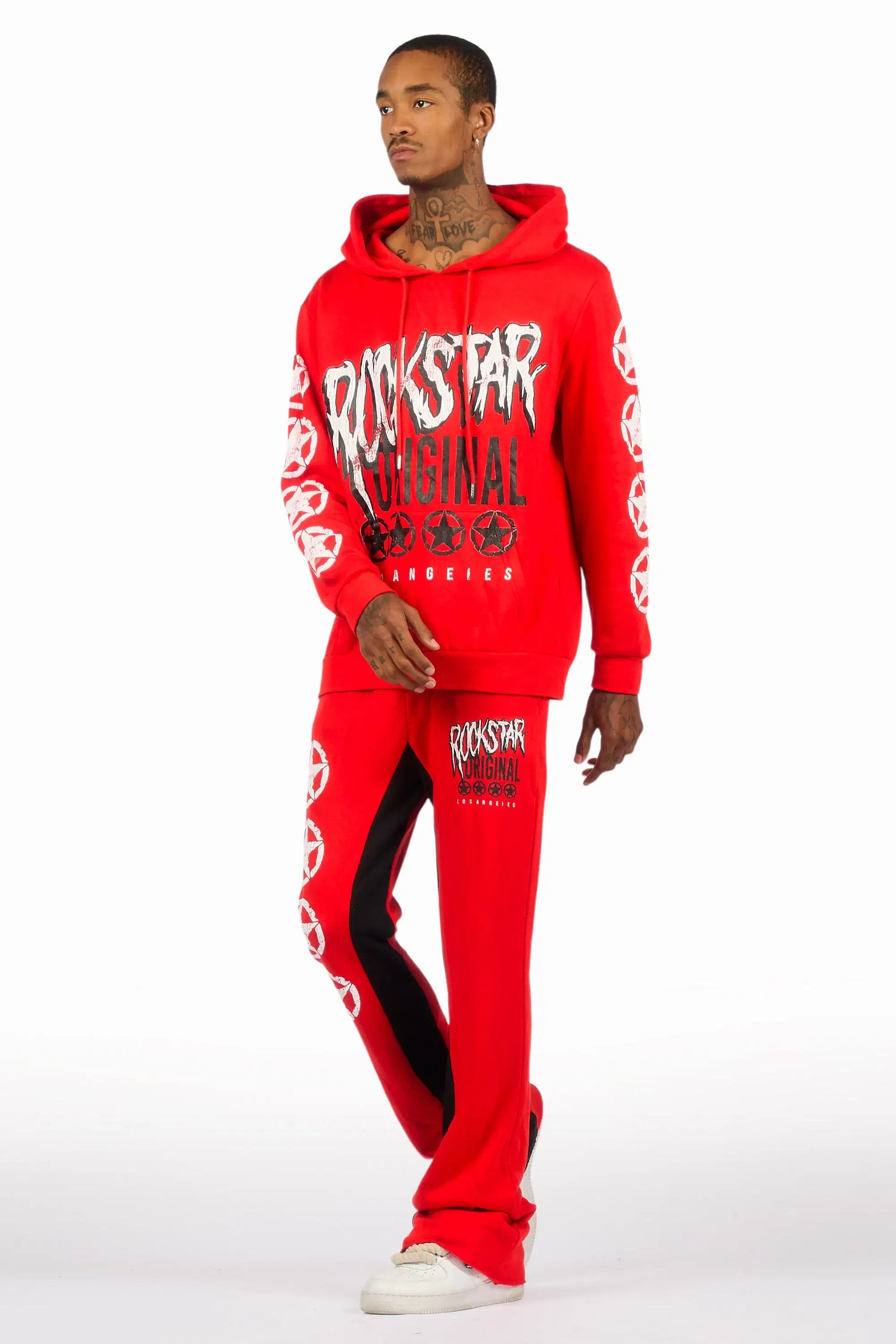 Wizzurd Red/Black Hoodie/Baggy Stacked Track Set