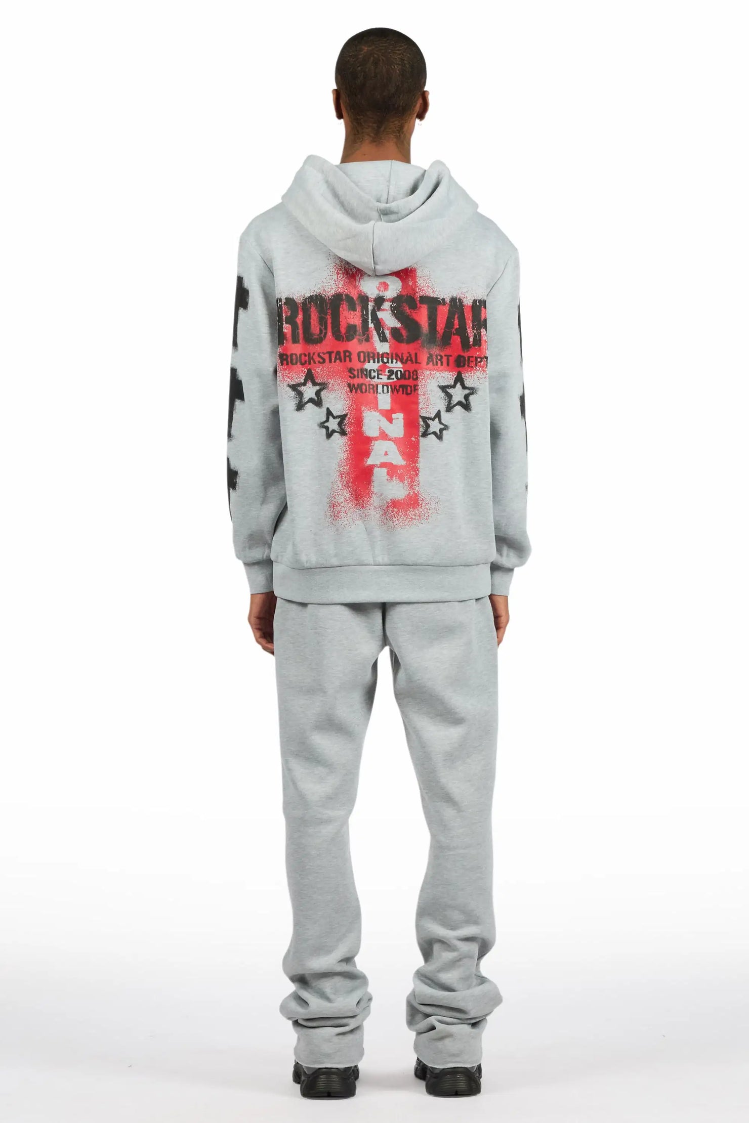 Crest Heather Grey Hoodie/Stacked Pant Track Set