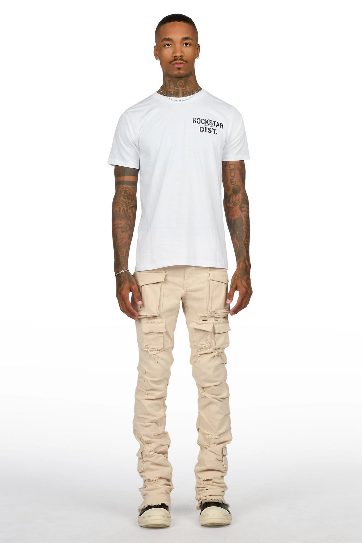 Gentry Beige Stacked Flare Jean
