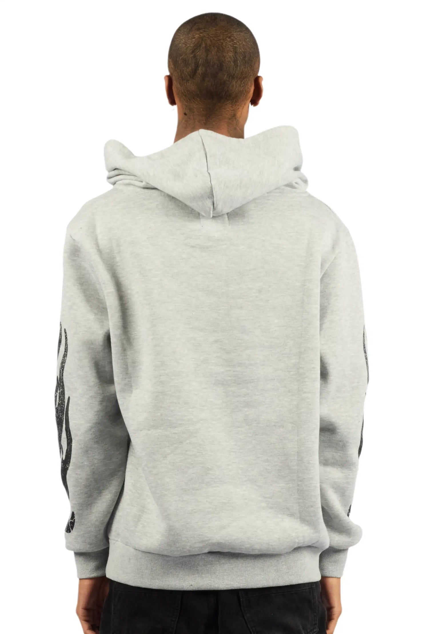 Amos Heather Grey Graphic Relaxed Hoodie