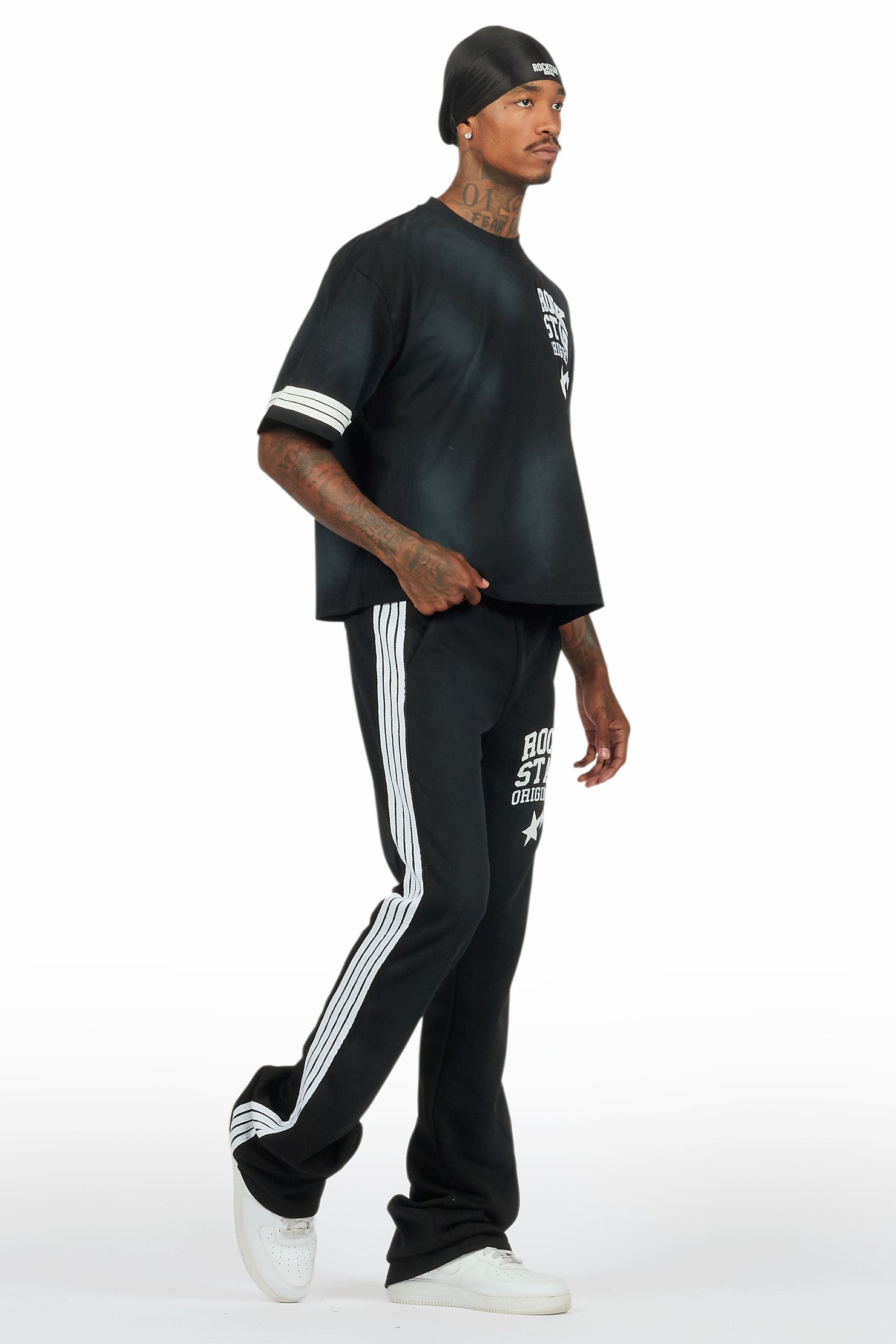 Gerrit Black T-Shirt/Stacked Flare Track Set