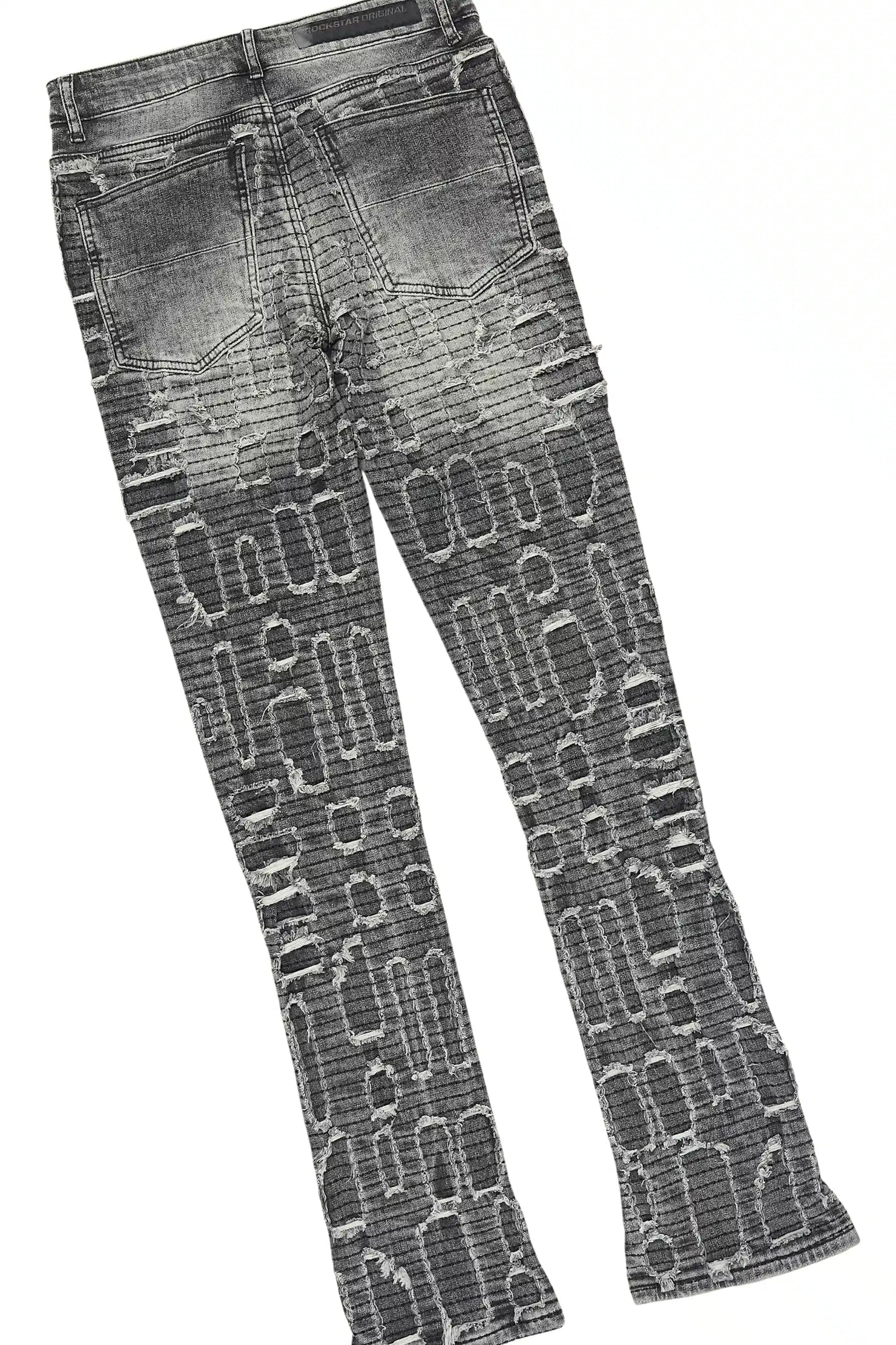 Gribo Grey Denim Jacket/Stacked Flare Jean Set