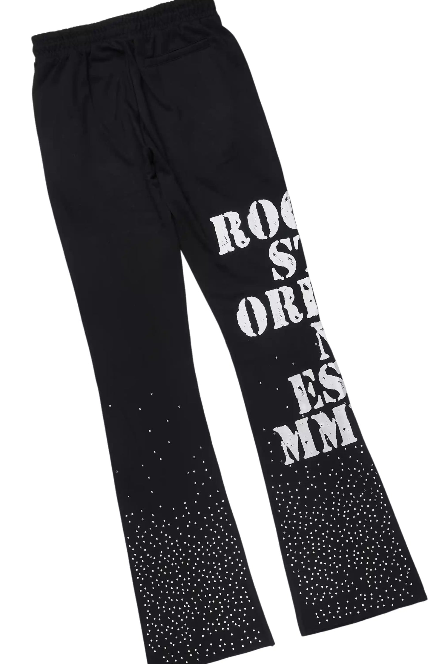 Borya Black Rhinestone T-Shirt/Baggy Stacked Track Set