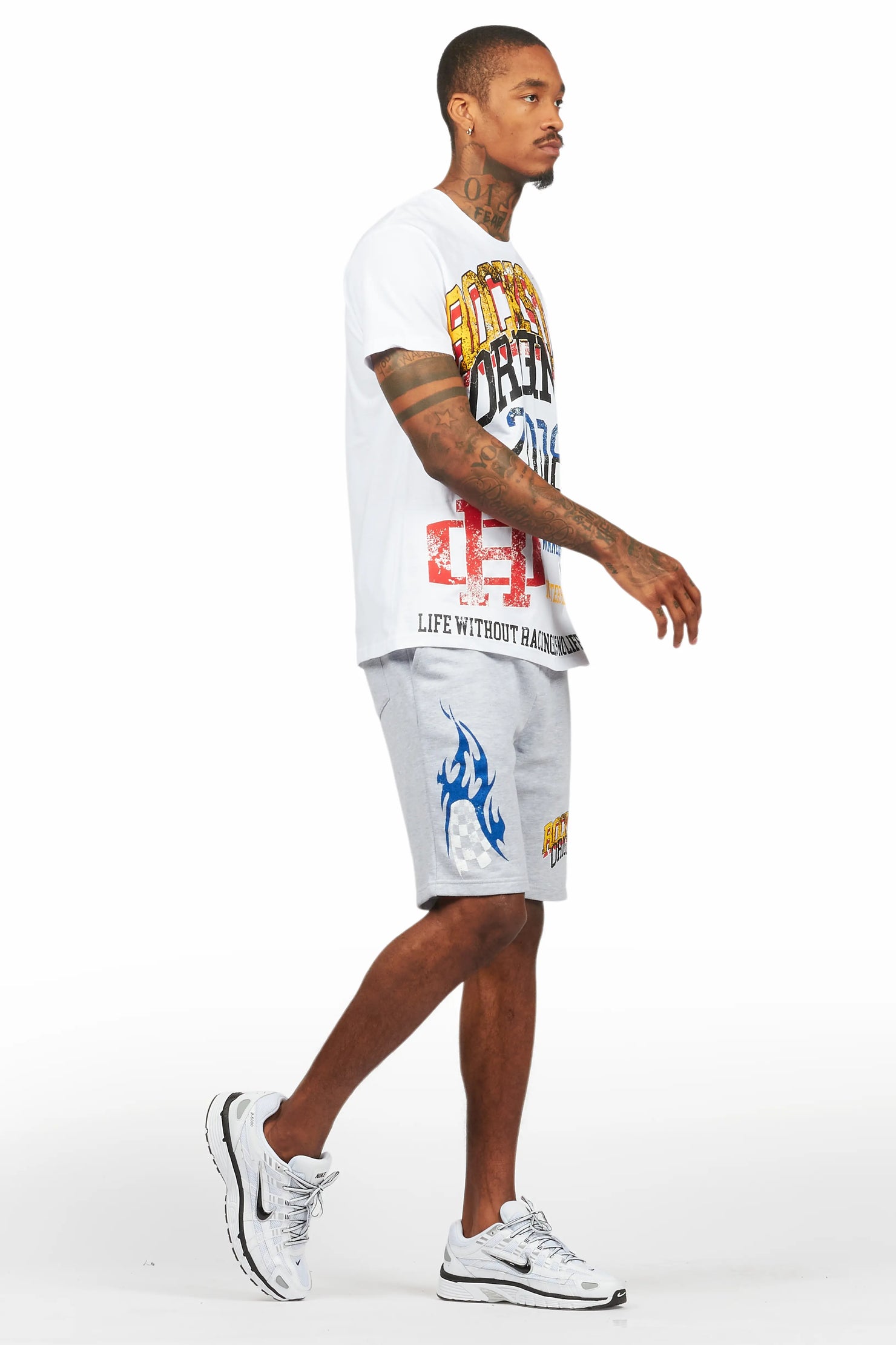 Colorful Race White/Grey T-Shirt Short Set