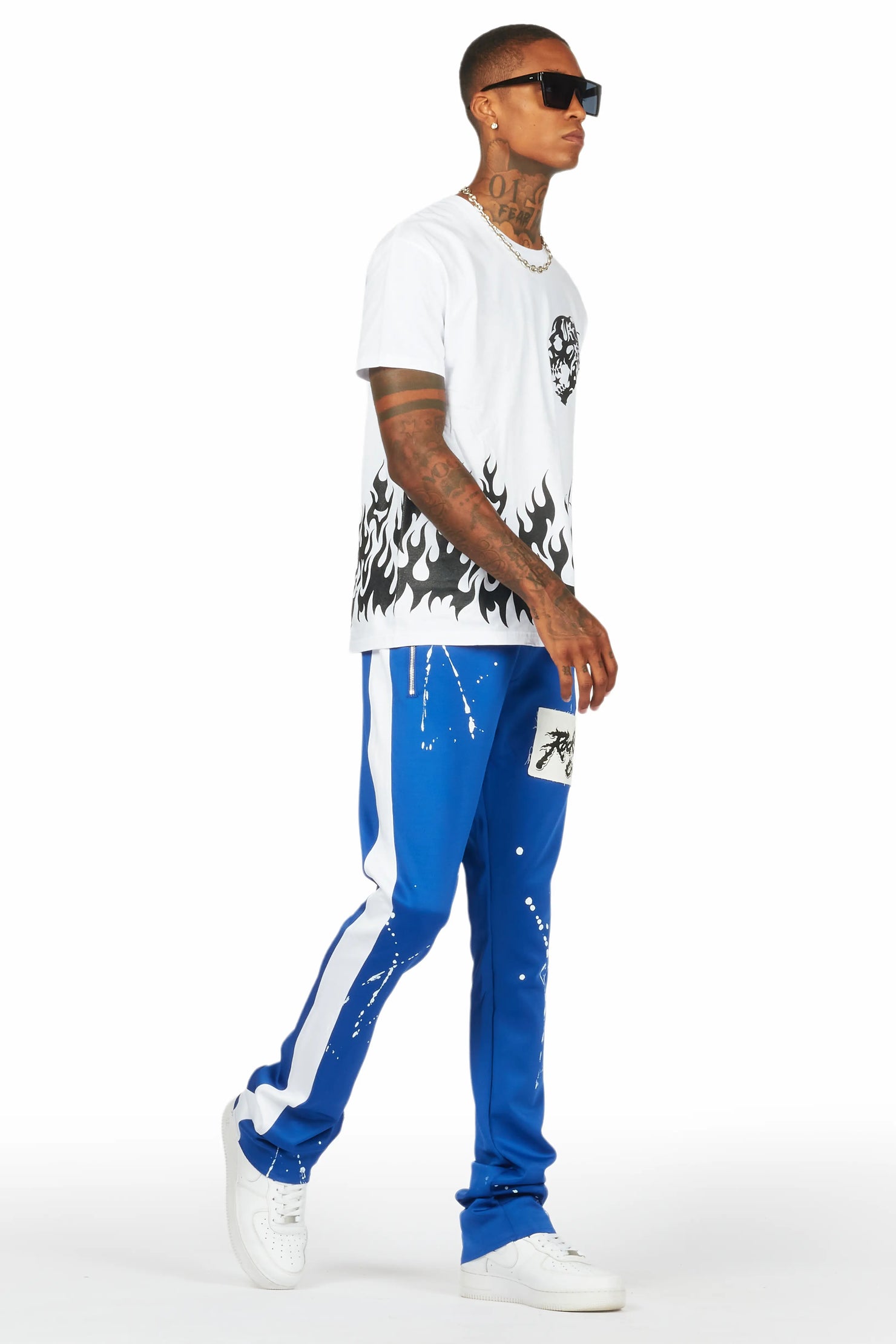 Bubble White/Royal T-Shirt/Stacked Flare Track Set