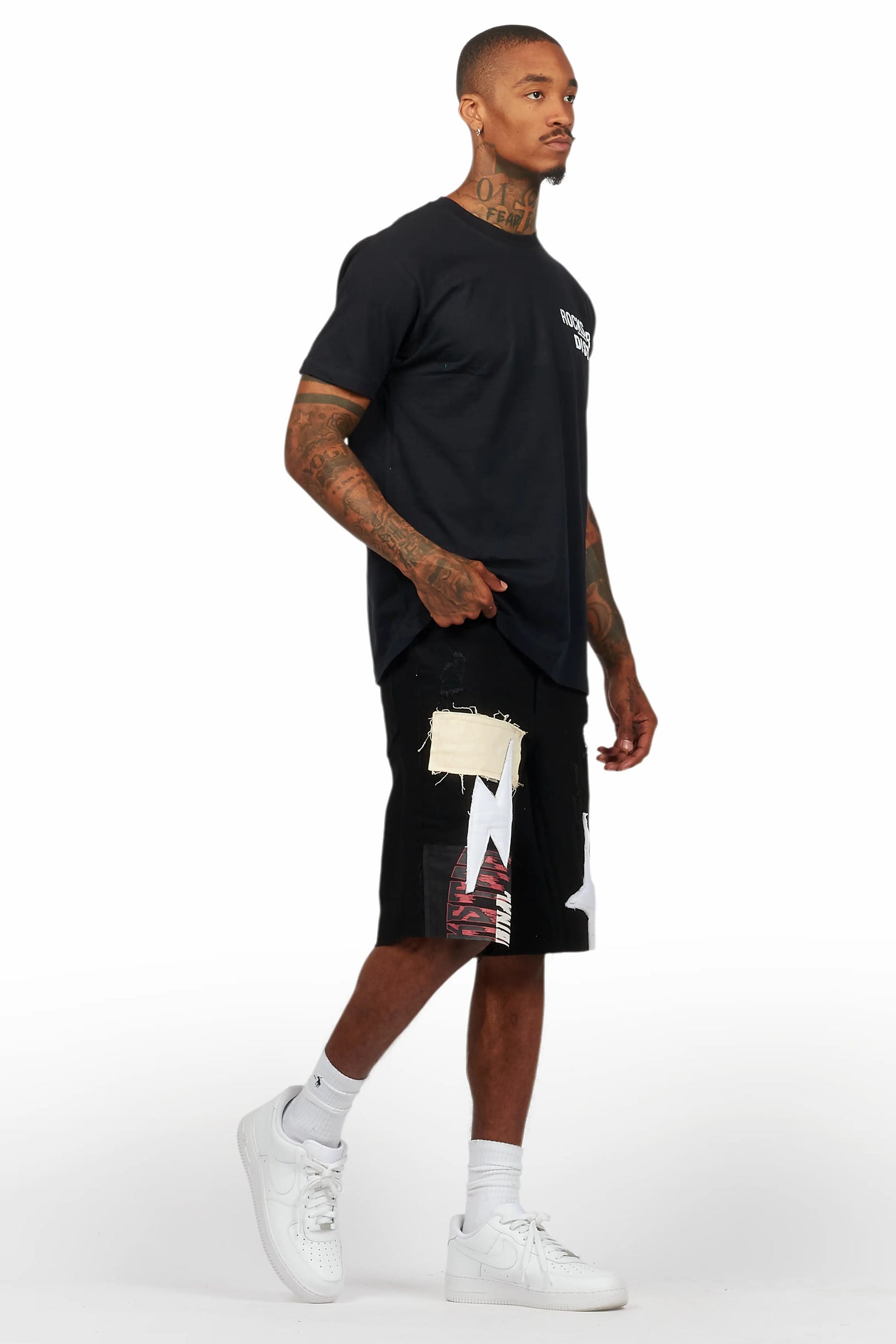 Carlin Black T-Shirt/Denim Short Set