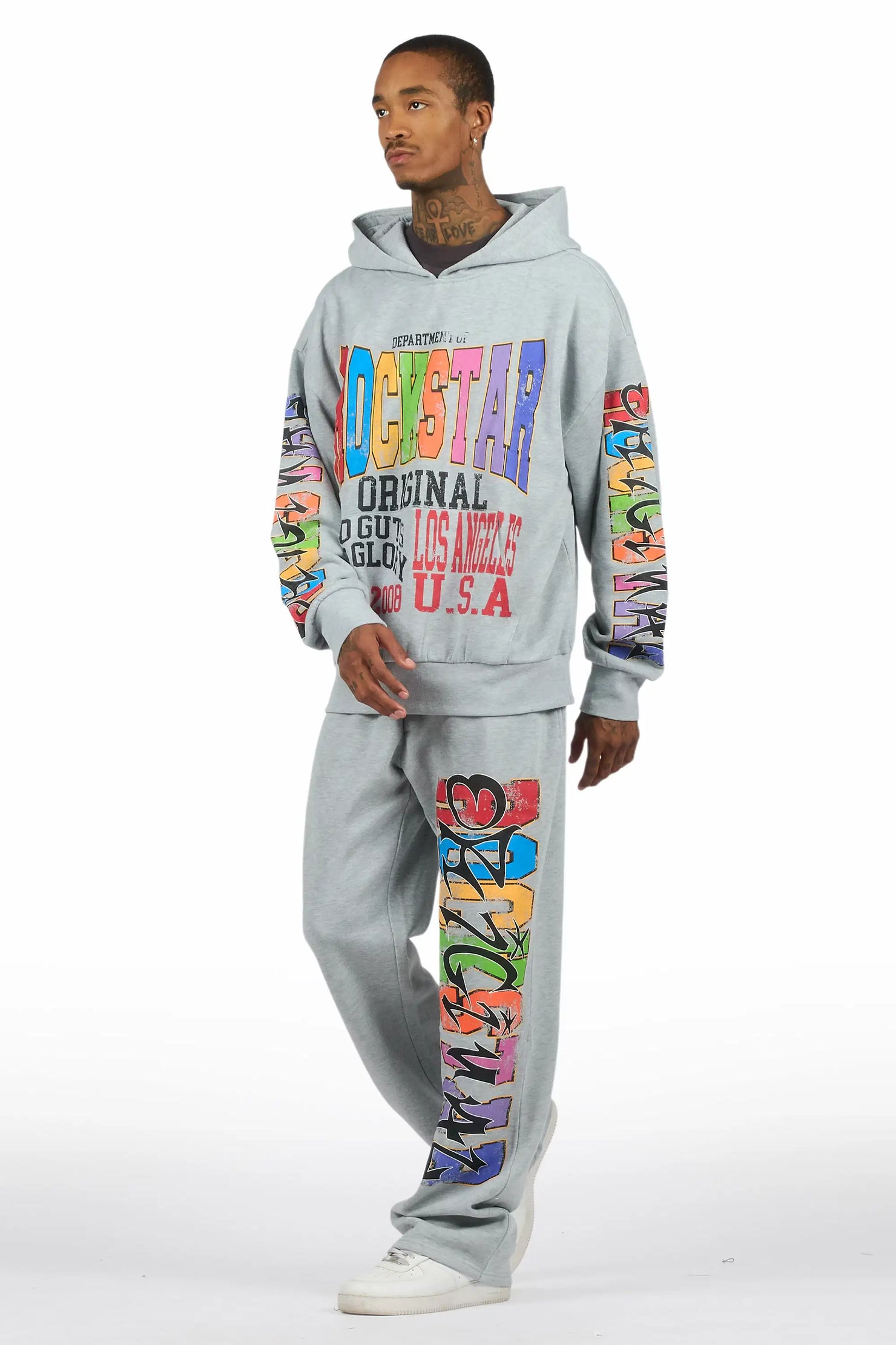 Bunt Heather Grey Hoodie/Baggy Pant Track Set