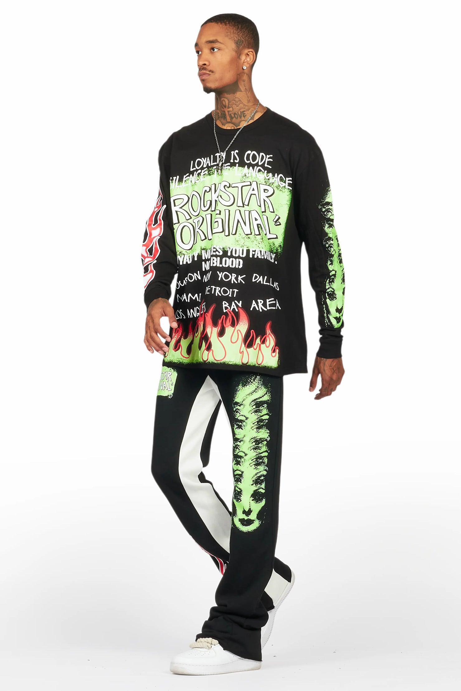 Beno Black Long Sleeve T-Shirt/Baggy Pant Set