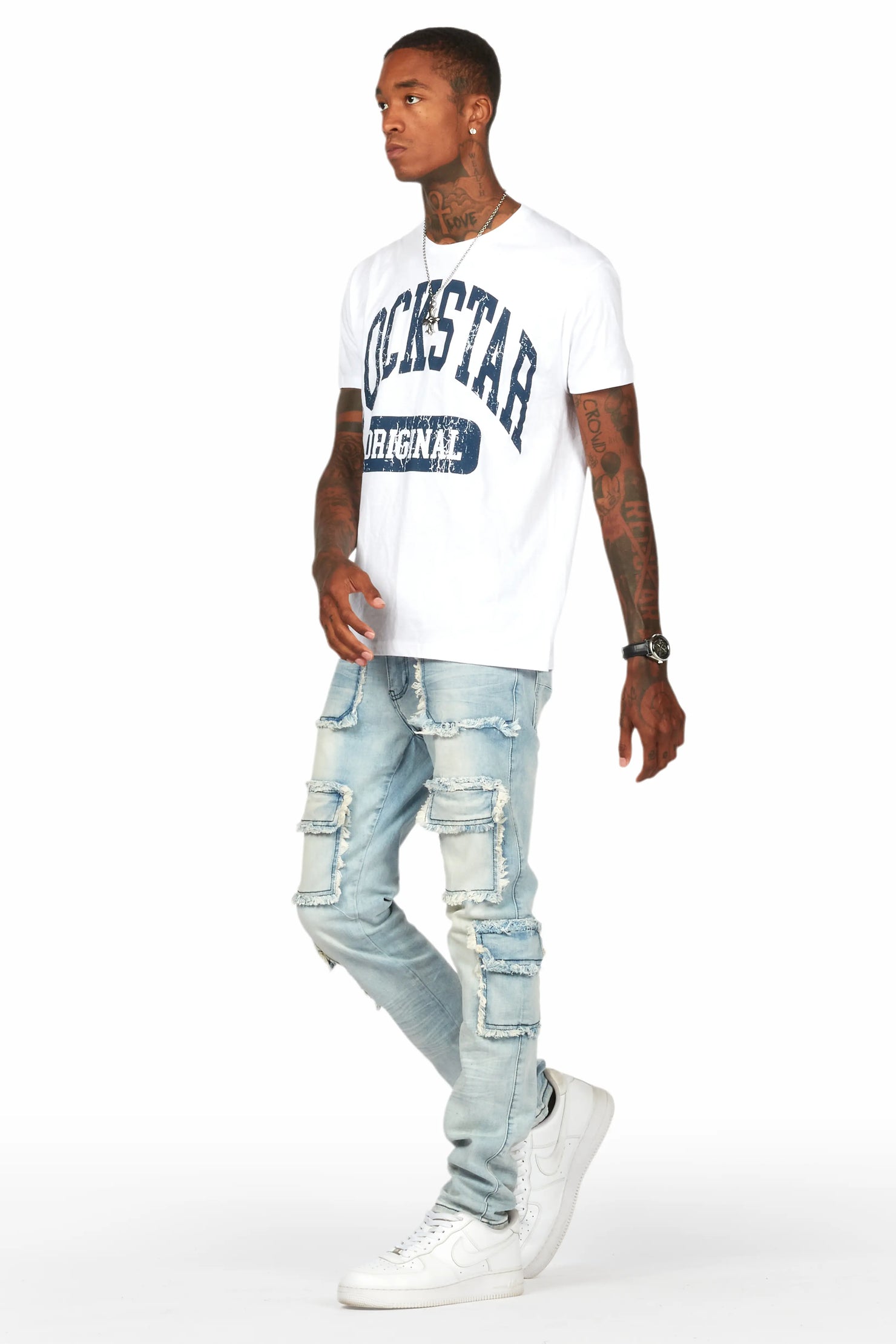 Tyrell Blue Skinny Fit Cargo Jean