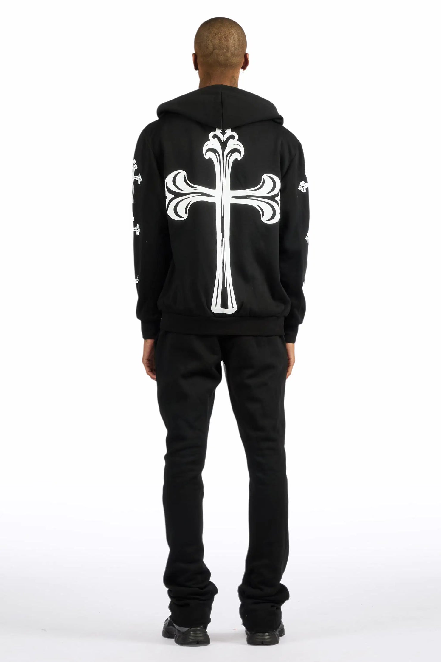 Michael Black/White Hoodie/Stacked Flare Track Set