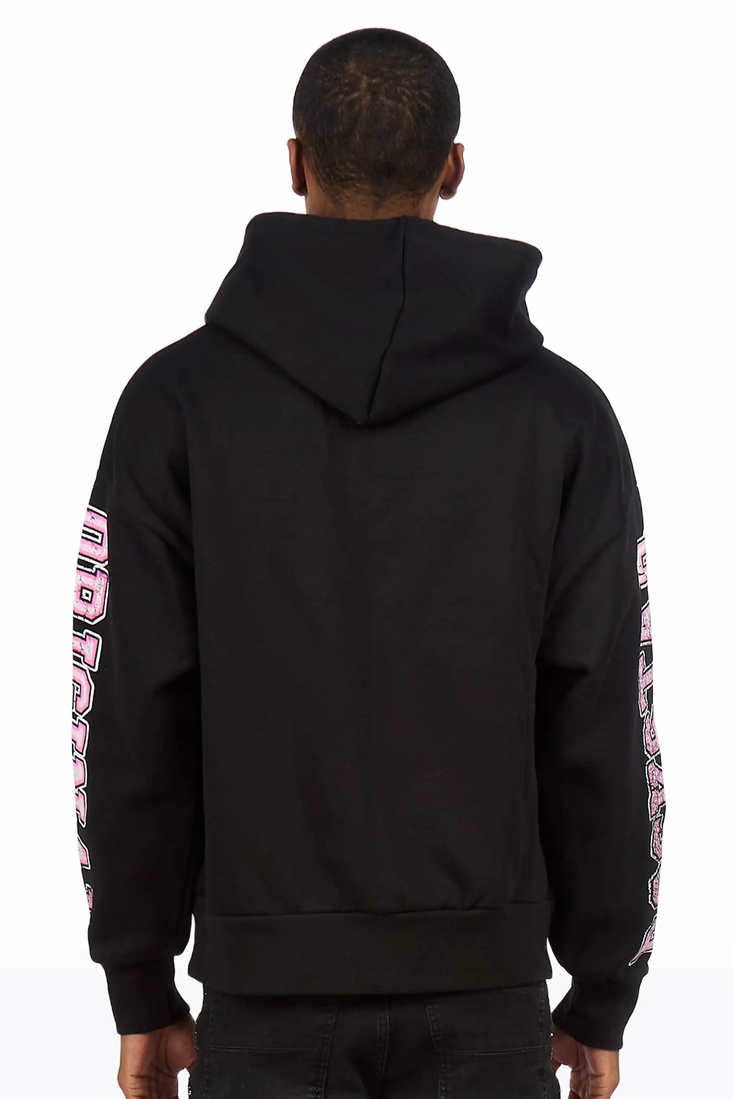 Fields Black Distressed Graphic Relaxed Hoodie