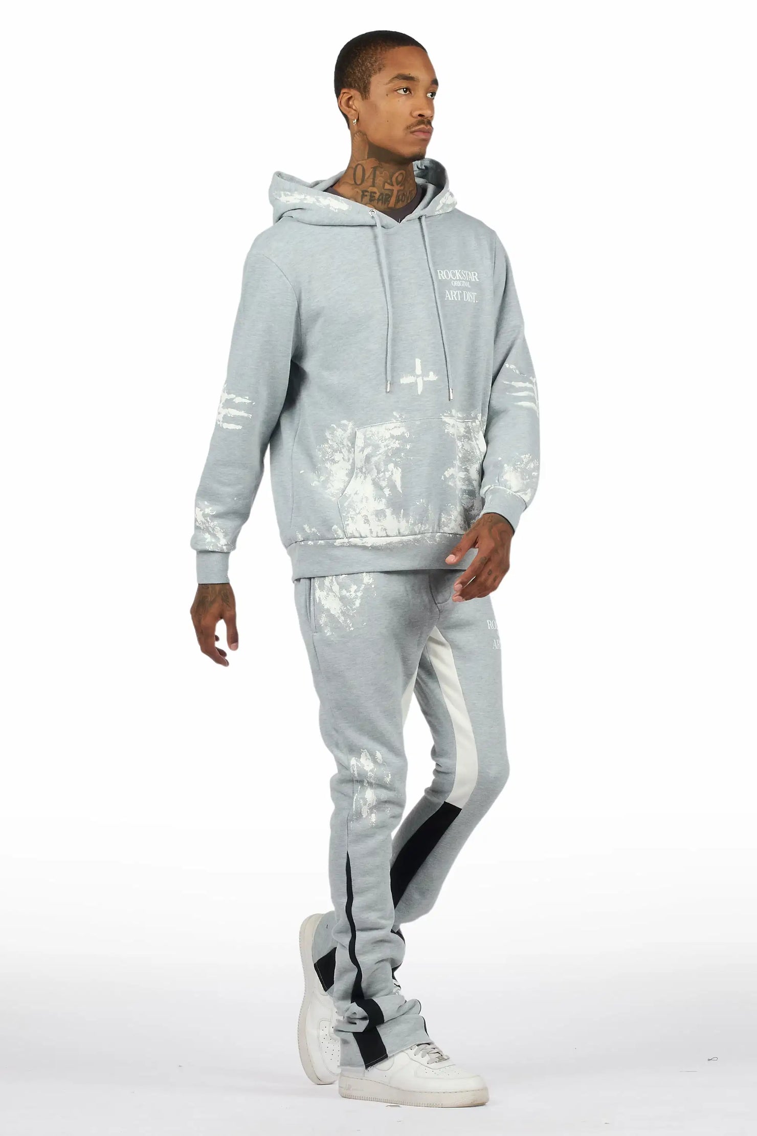 Filip Heather Grey Hoodie/Stacked Pant Track Set