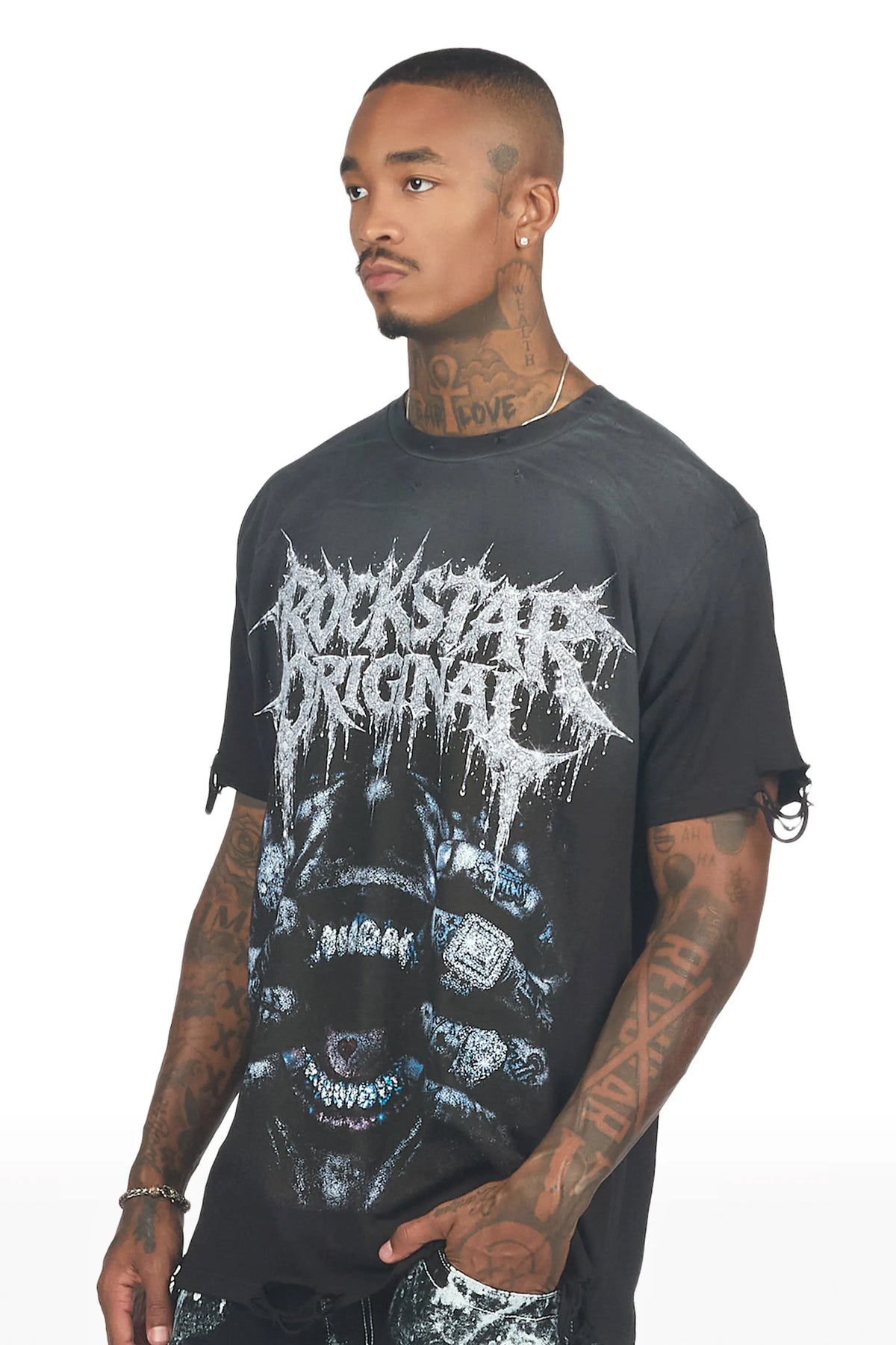 Foston Black Oversized Graphic T-Shirt