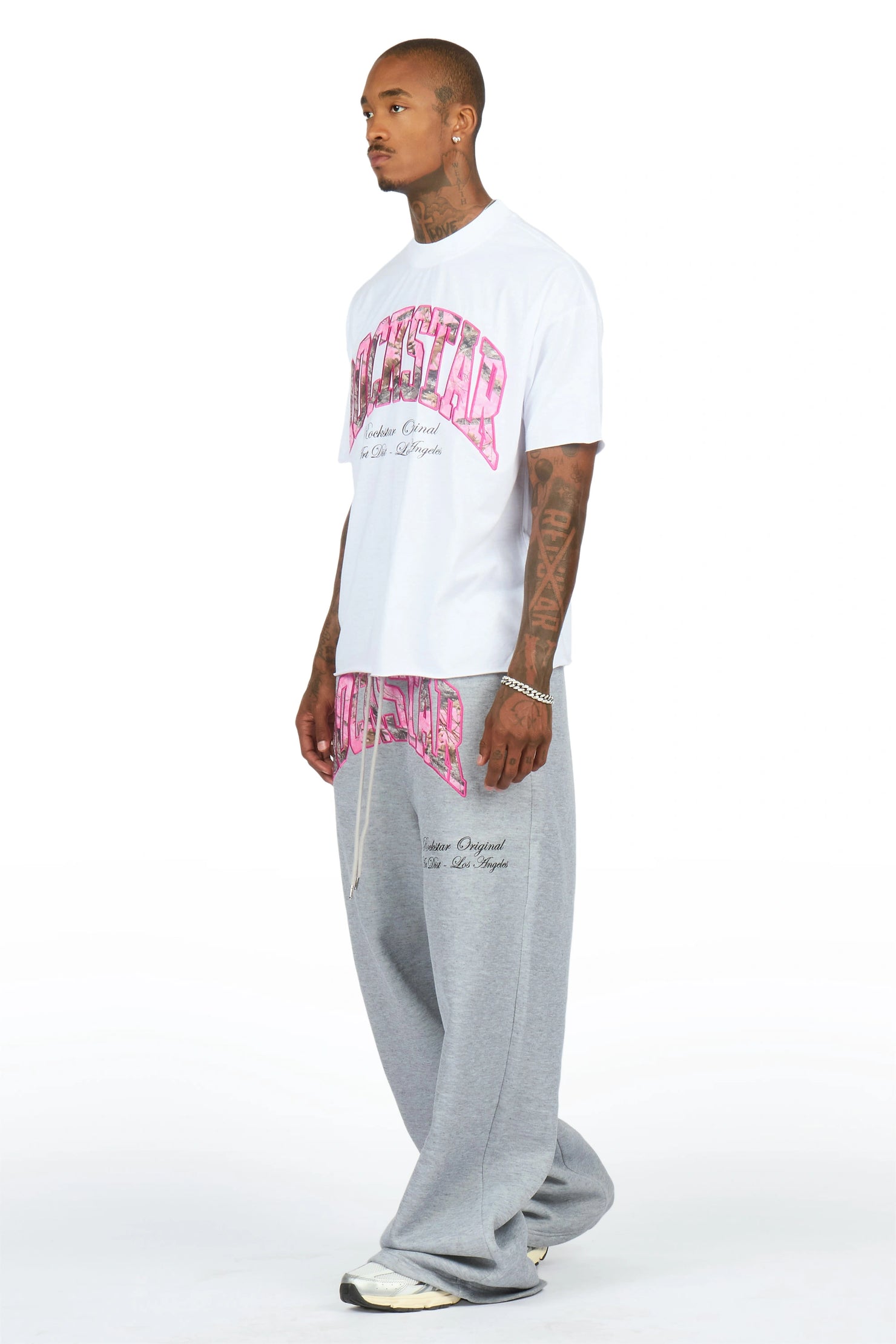 Alas Heather Grey T-Shirt/Baggy Track Set