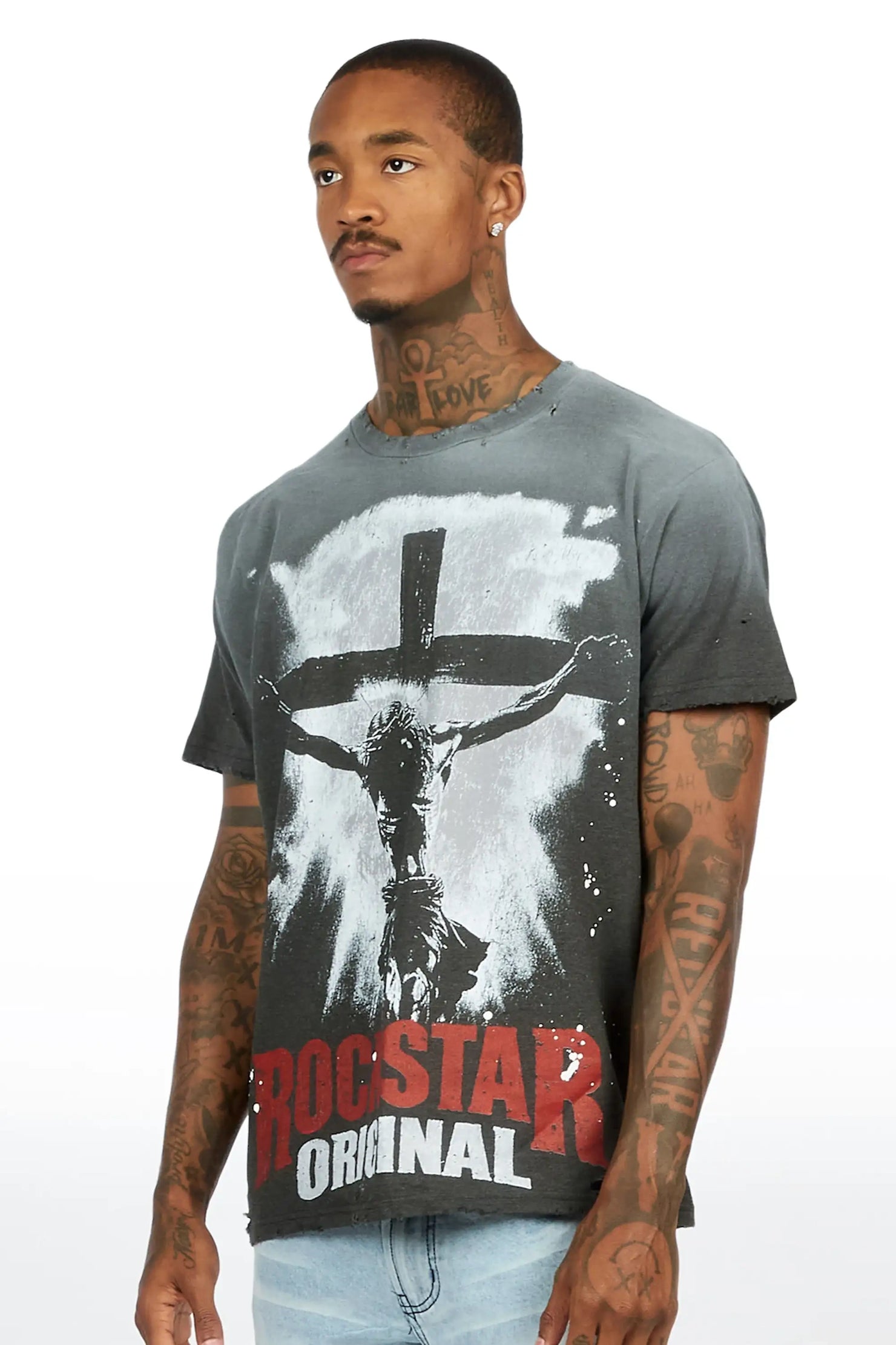 Wafers Charcoal Oversized Graphic T-Shirt