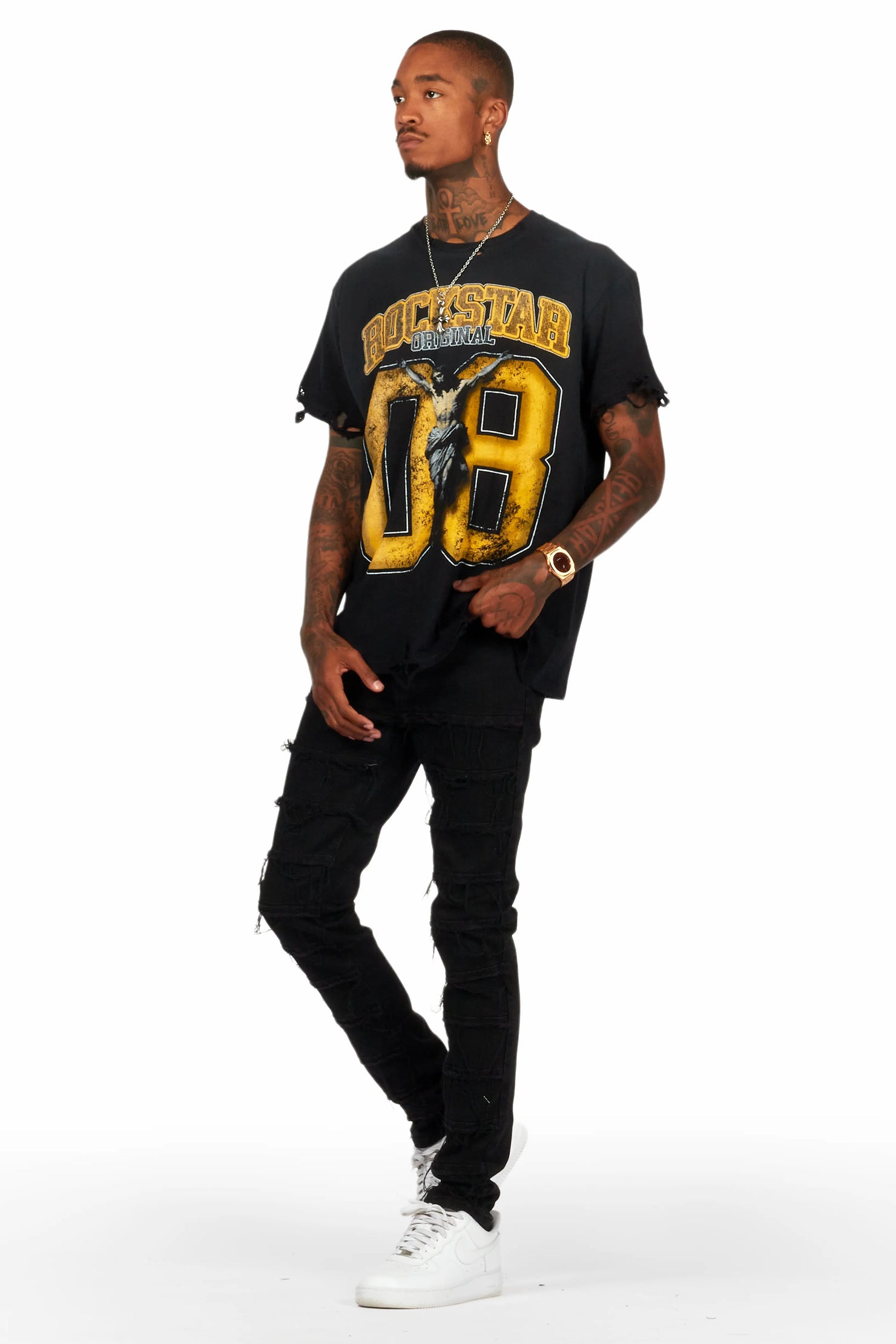 Waylon Black Frayed Slim Fit Jean