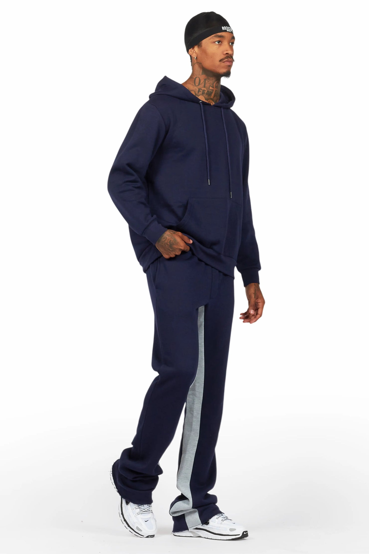 Basic Navy Hoodie/Baggy Track Pant Set
