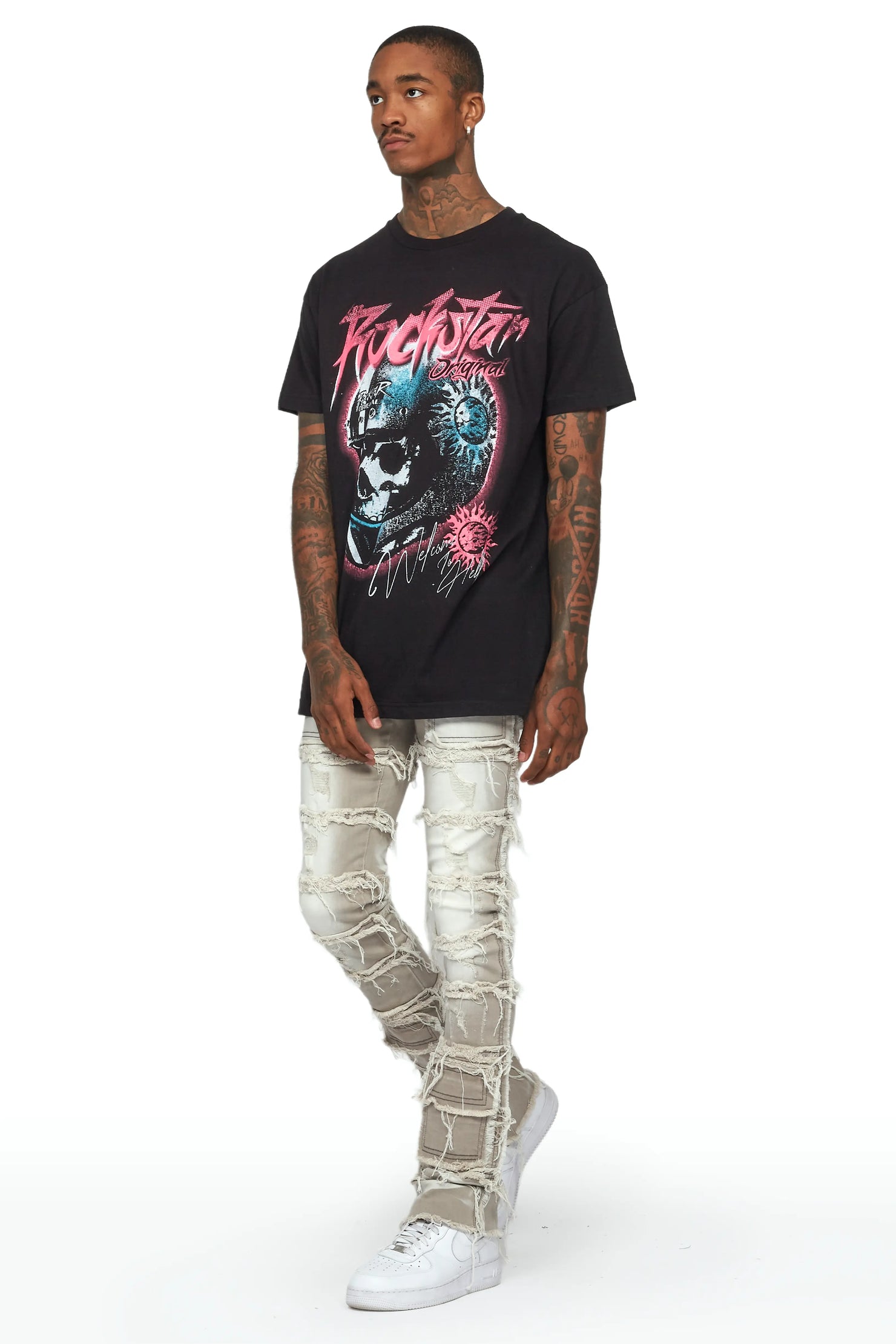 Josie Grey Stacked Flare Jean