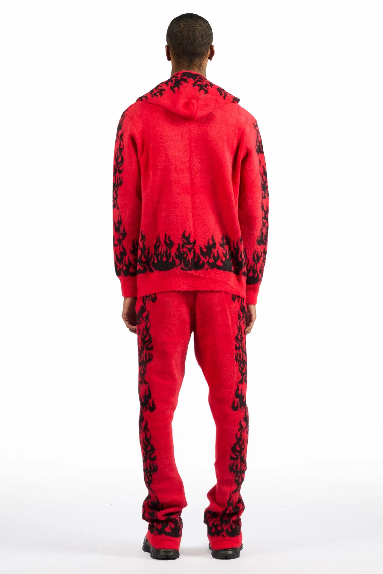 Yash Red Hoodie Stacked Flare Track Set