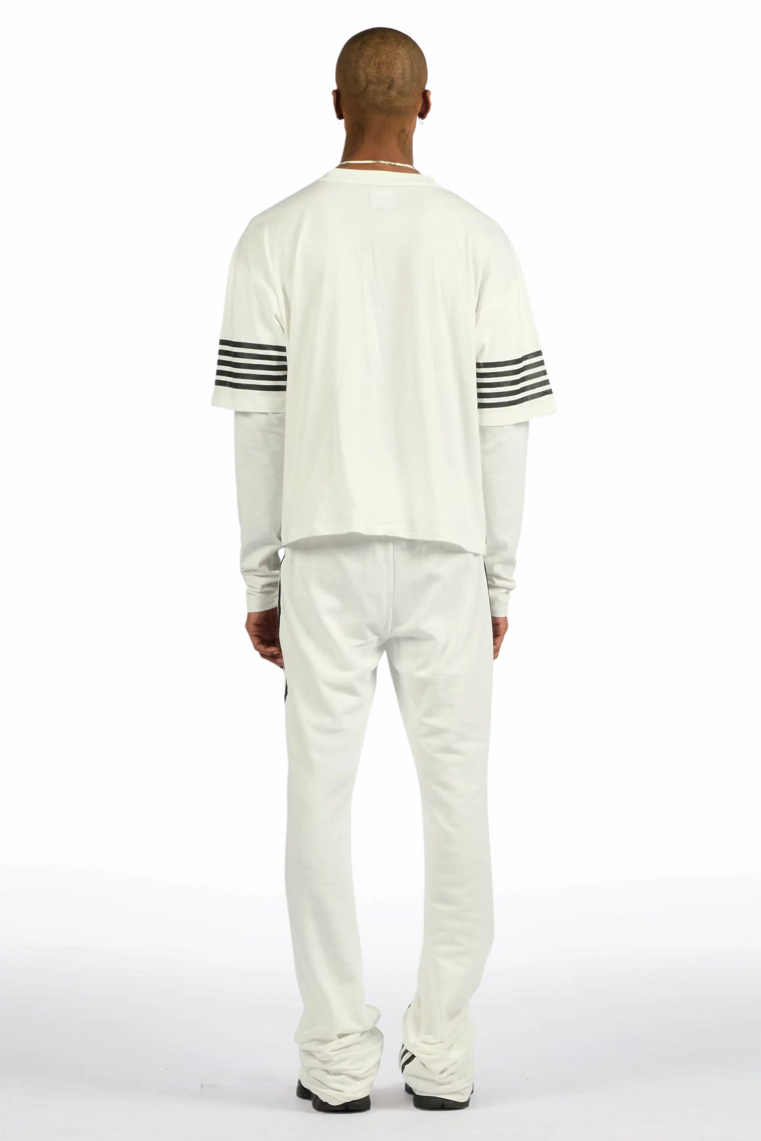 Rulik White Double Layer T-Shirt/Baggy Stacked Track Set
