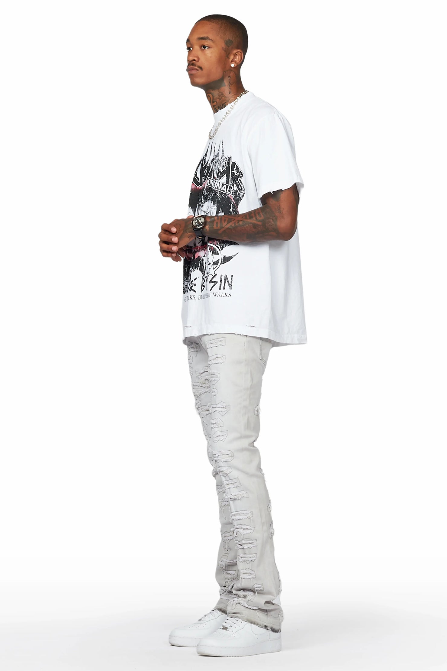 Malyk Grey Stacked Flare Jean