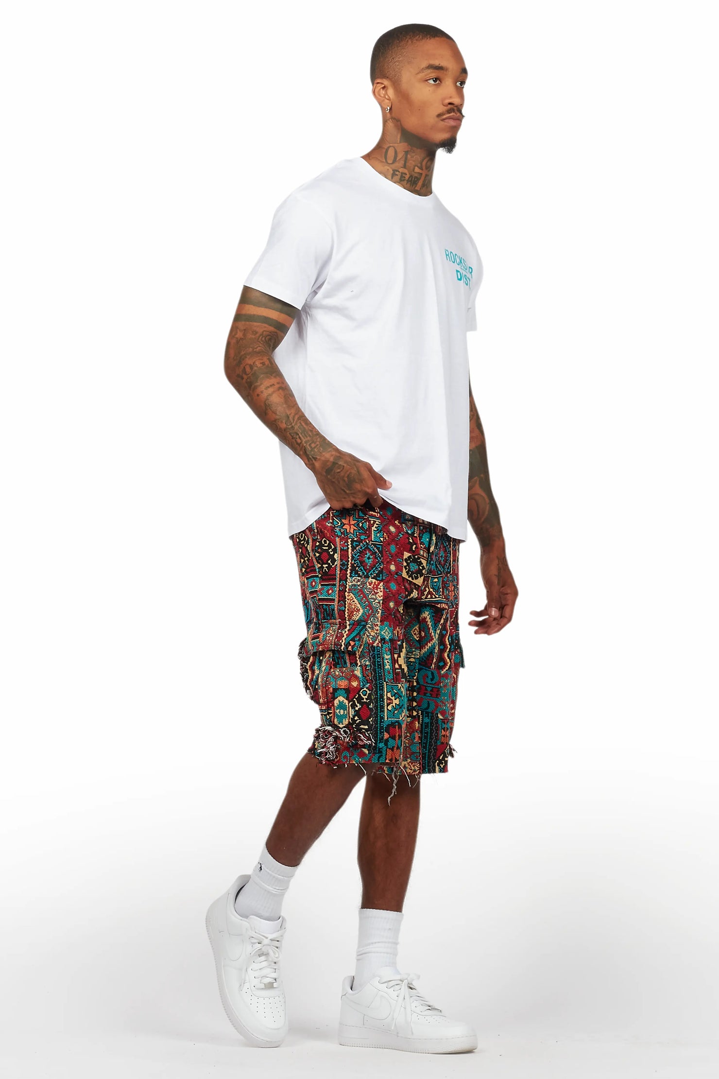 Lake White/Aqua T-Shirt/Tapestry Short Set