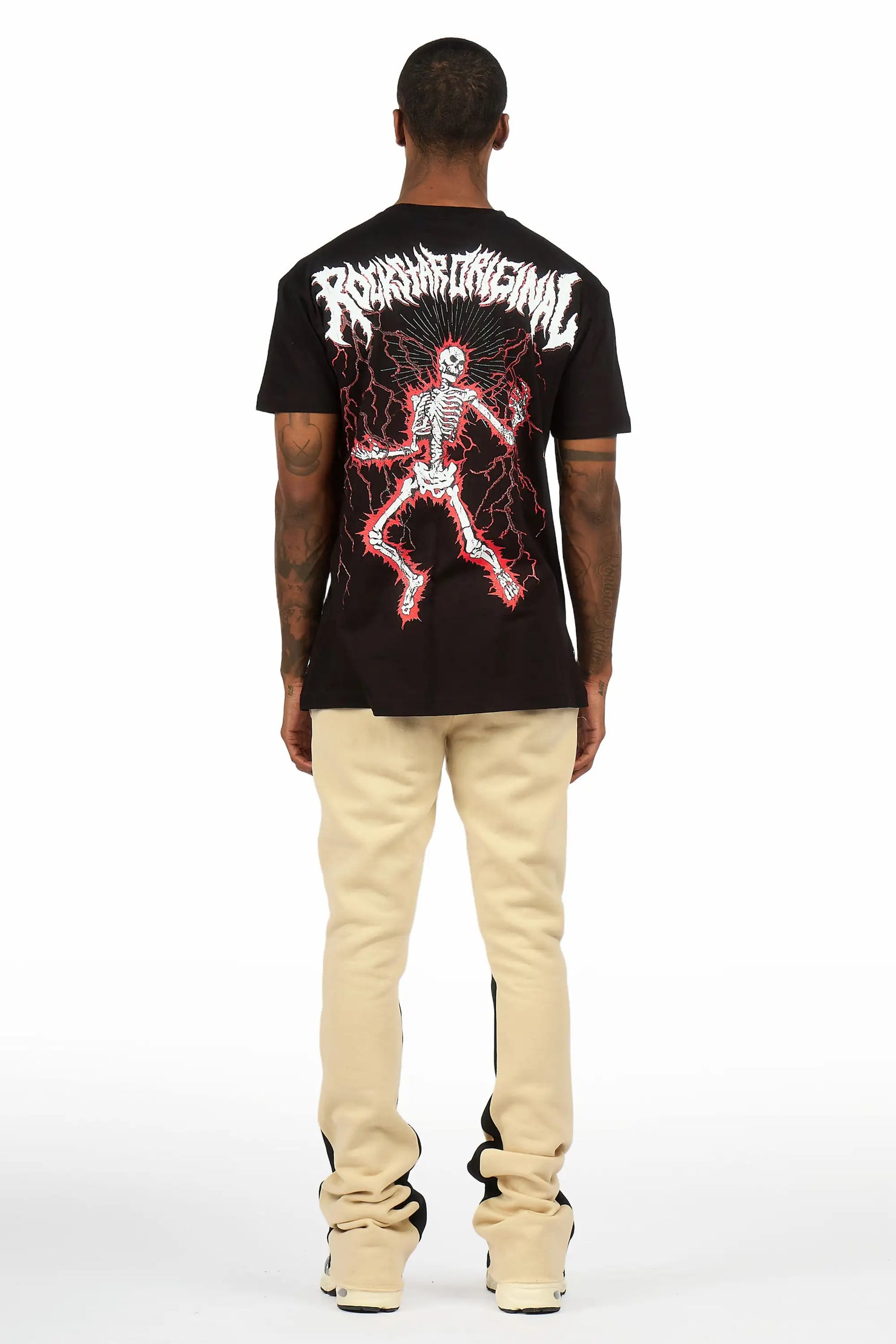 Deathrow 2.0 Black/Beige T-Shirt/Stacked Flare Pant Set
