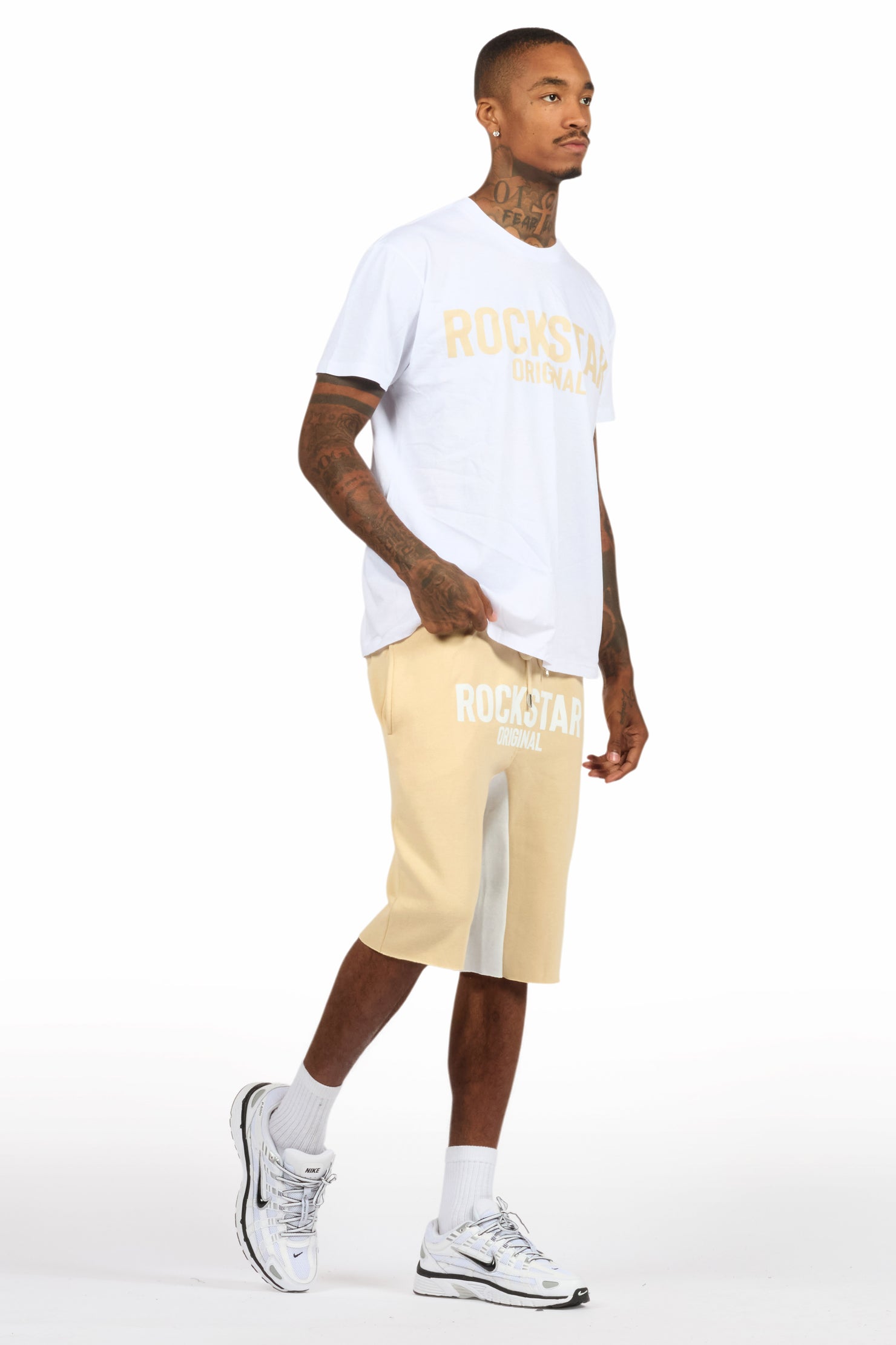 Sana White/Beige T-Shirt Short Set