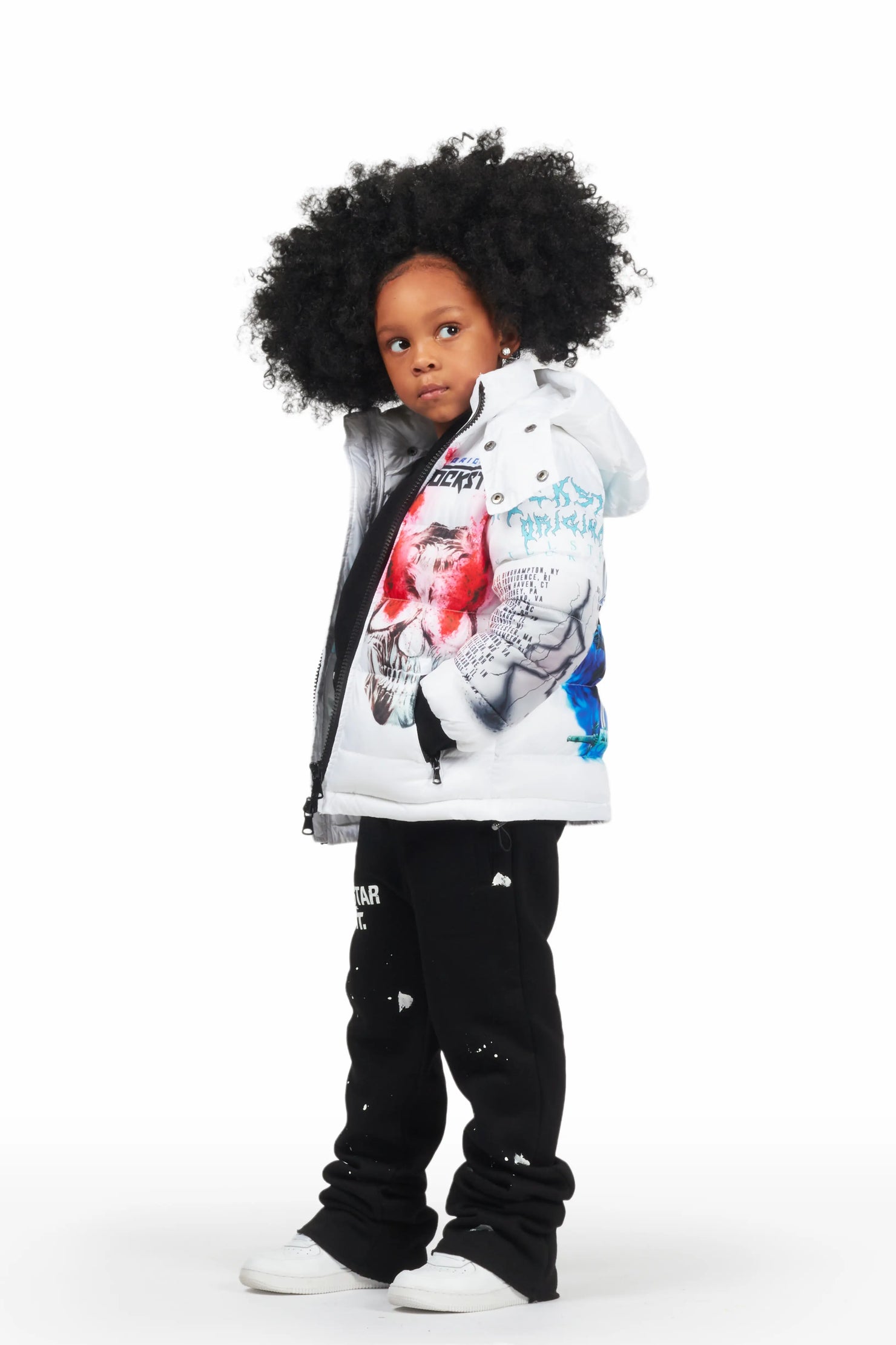 Girls Nastasia White Puffer Jacket
