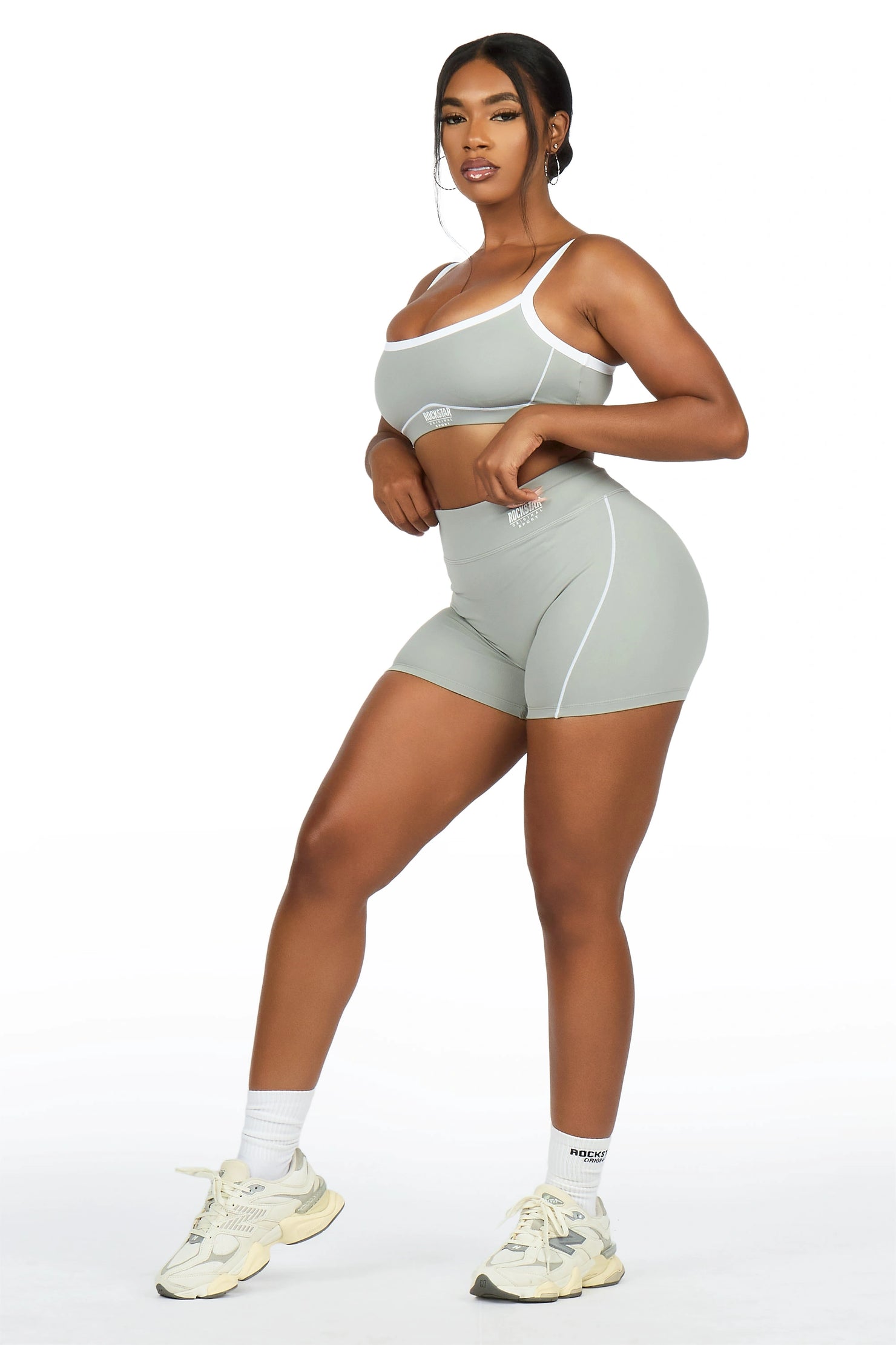 Afshana Grey Tank Active Bike Short Set