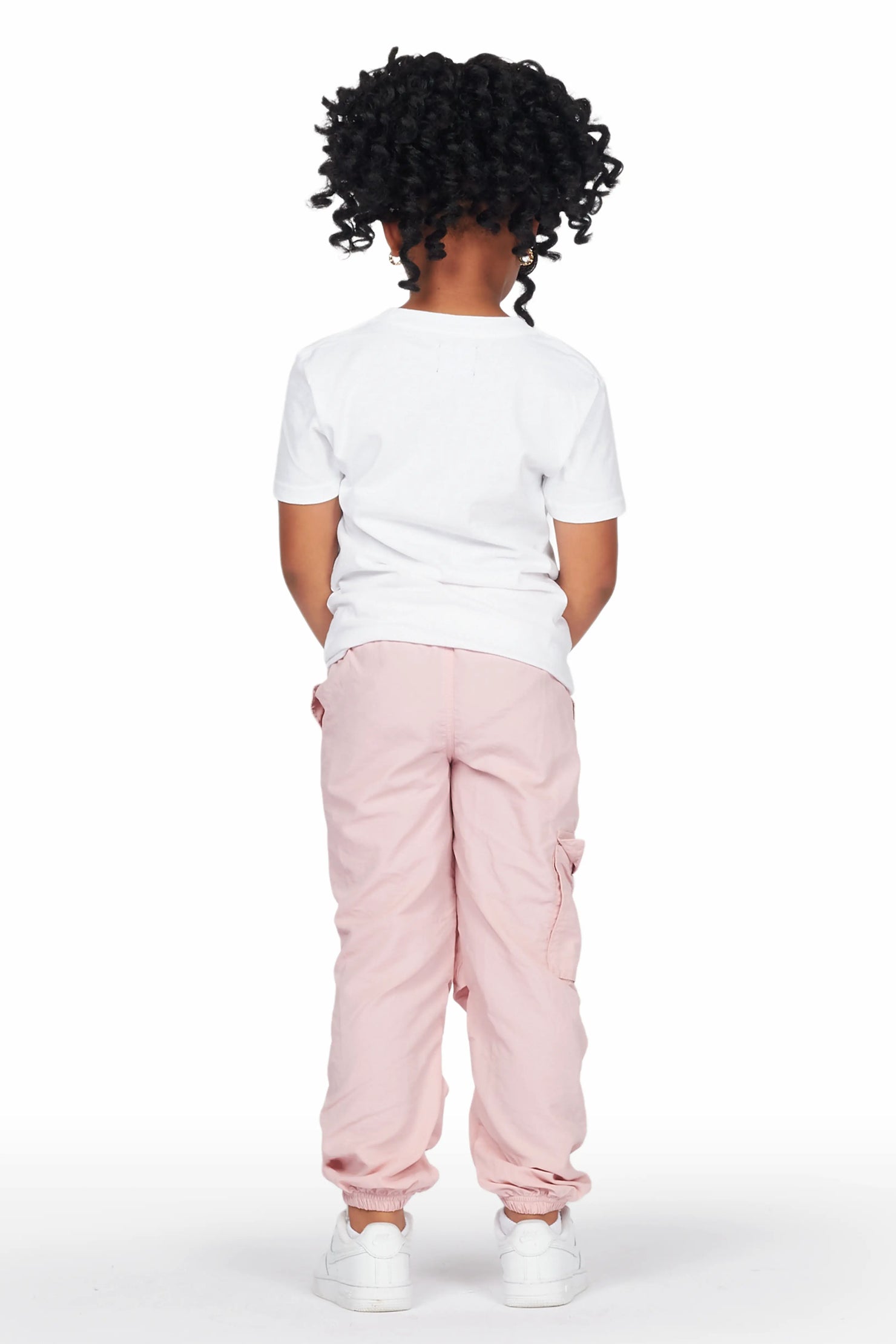Girls Karasi White/Pink T-Shirt Cargo Jogger Set