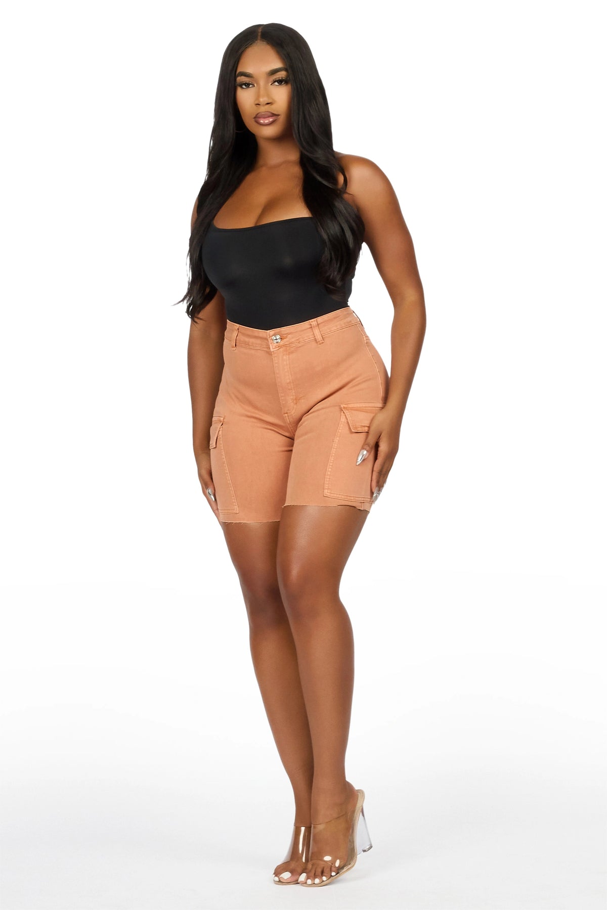 Natalia Tan Cargo Denim Short