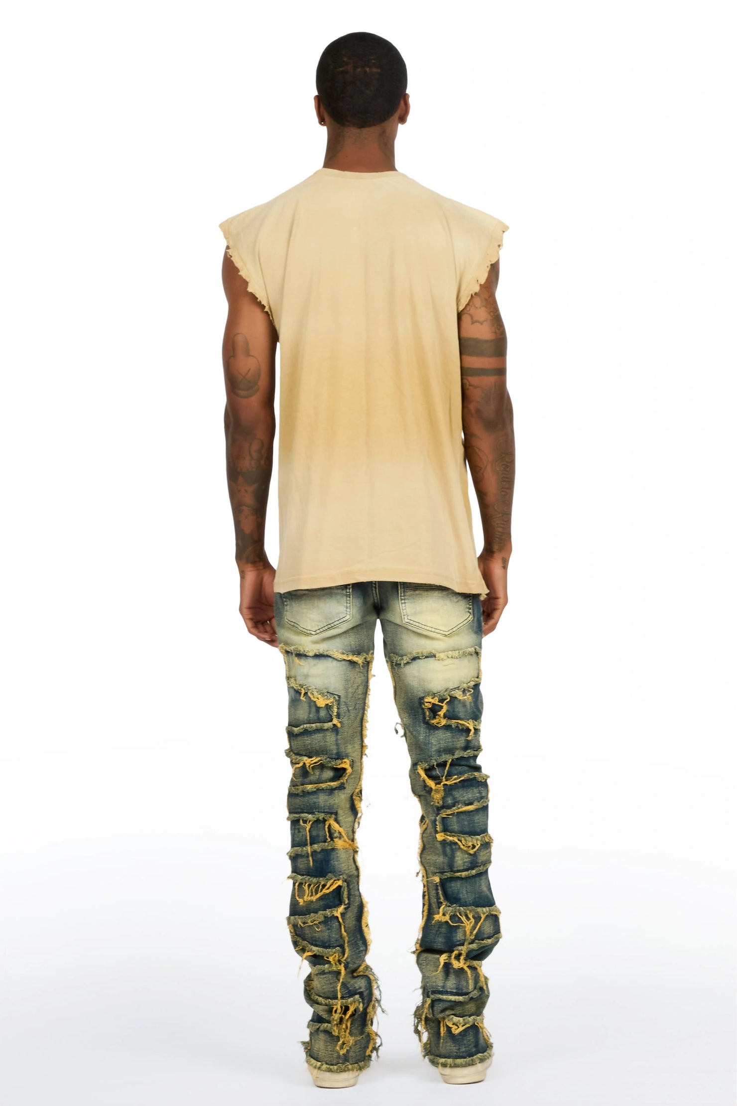Coupin Sand/Tint Oversized Graphic T-Shirt & Shake Stacked Flare Jean