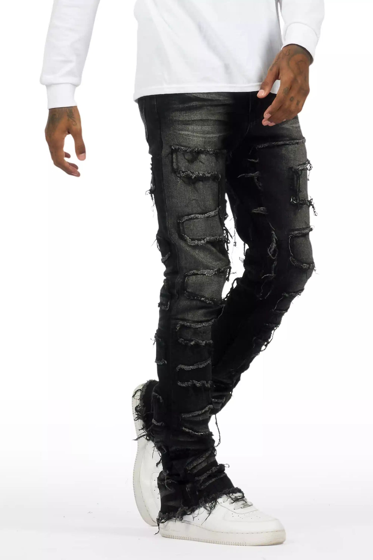 Shake Dark Grey Stacked Flare Jean