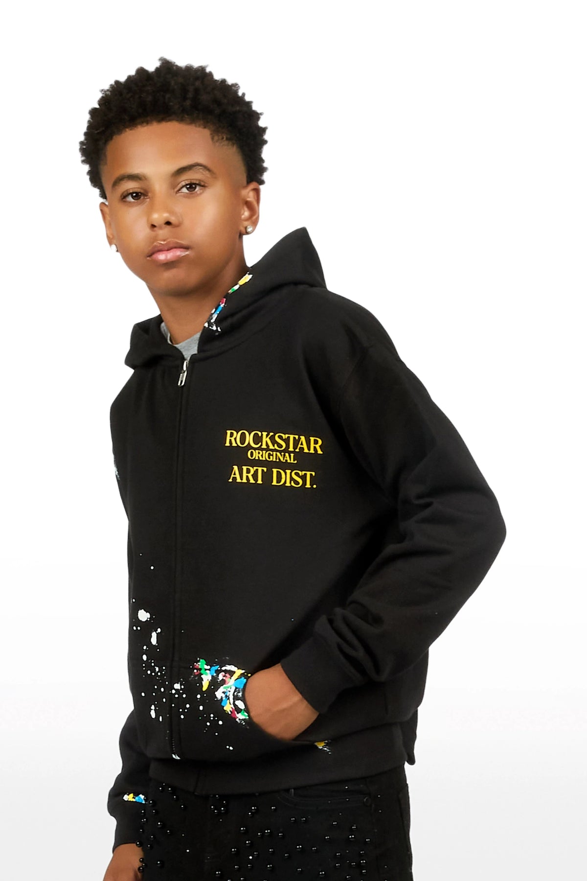 Boys Art Dist Black Graphic Zip Up Hoodie