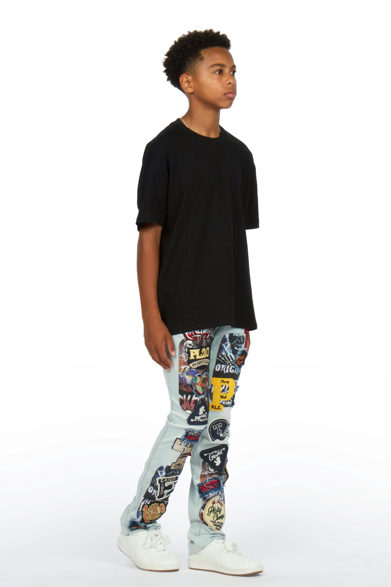 Boys Espen Blue Slim Patchwork Jean
