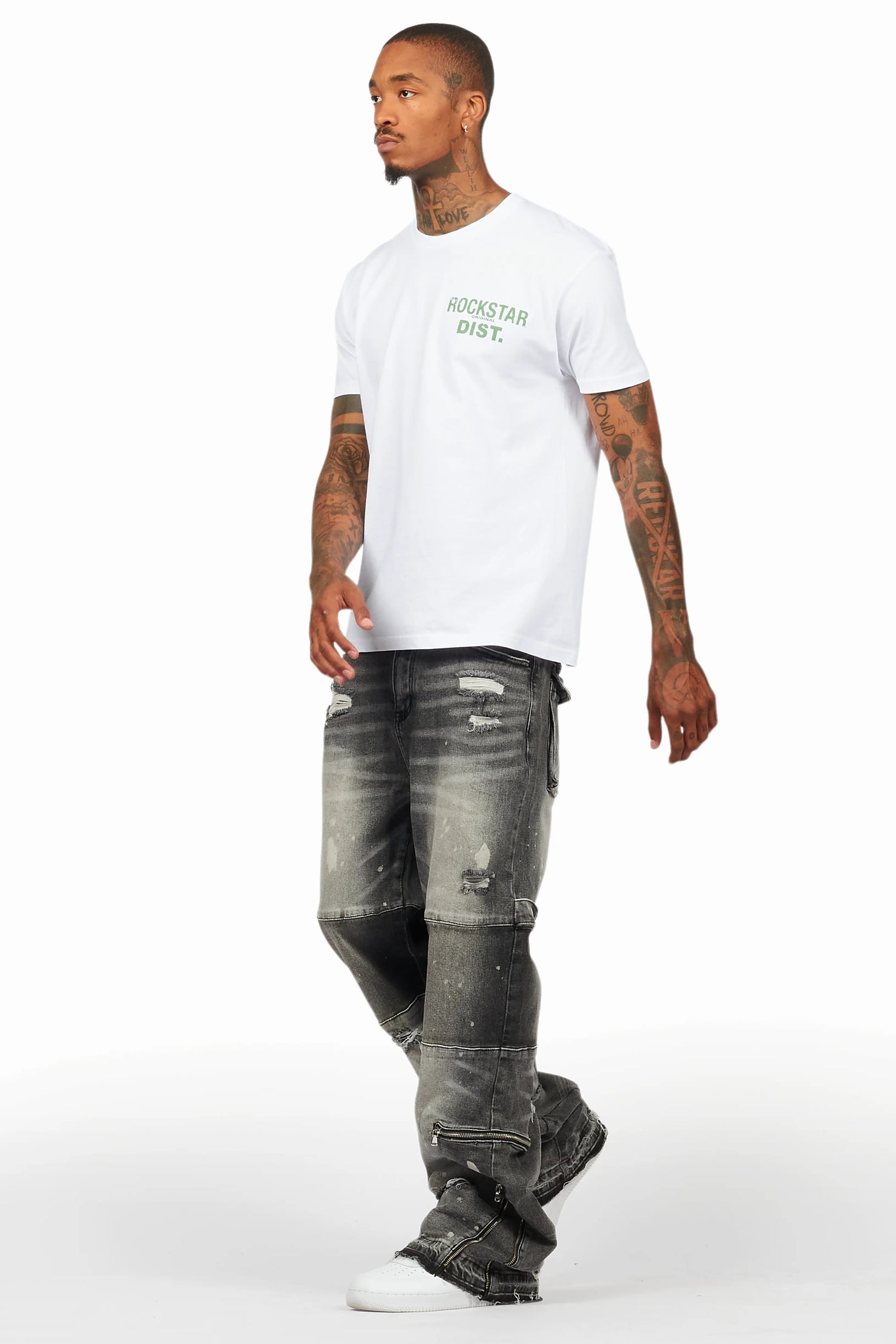 Grib Grey Bleach Baggy Jean