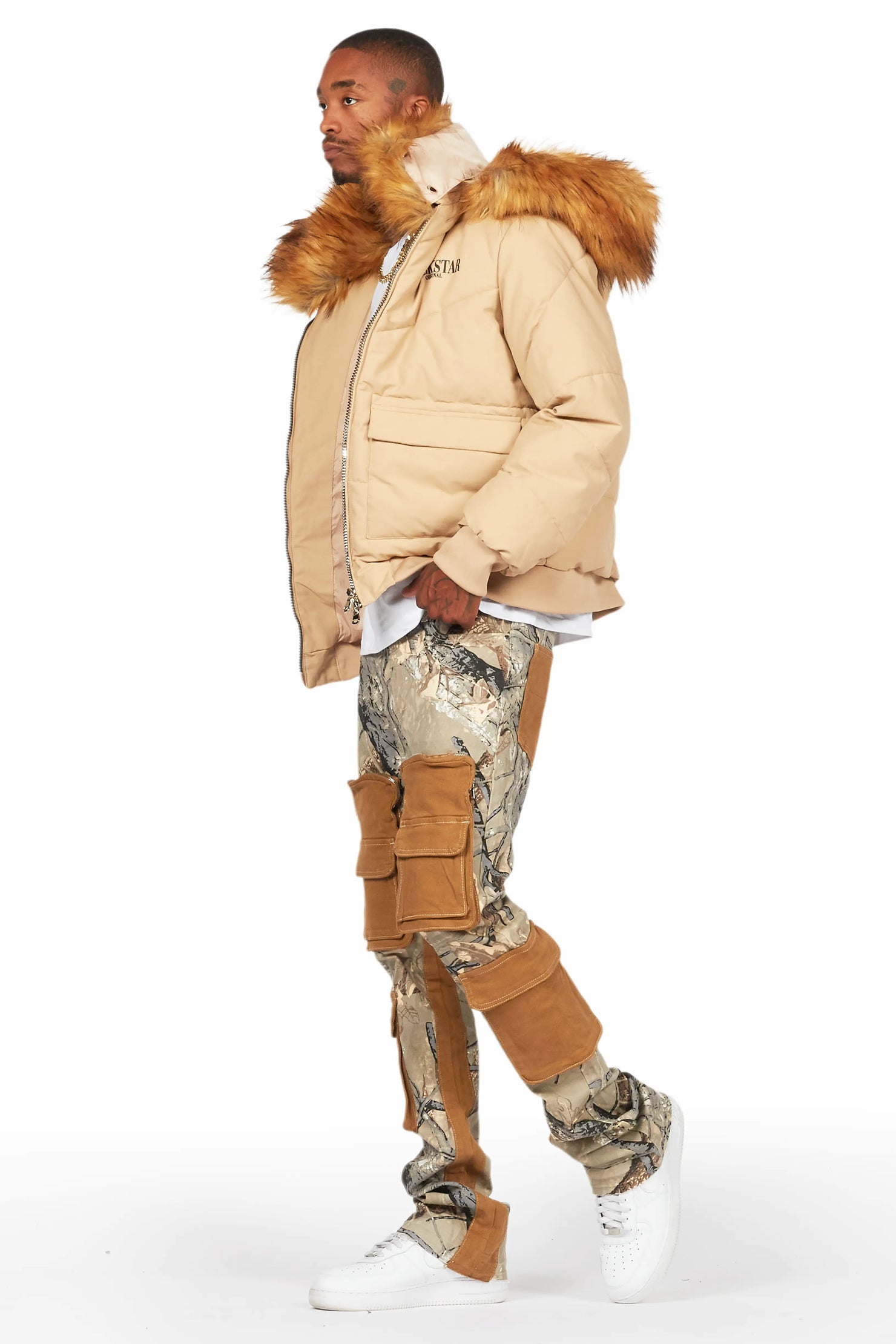 Petter Beige Stacked Flare Jean