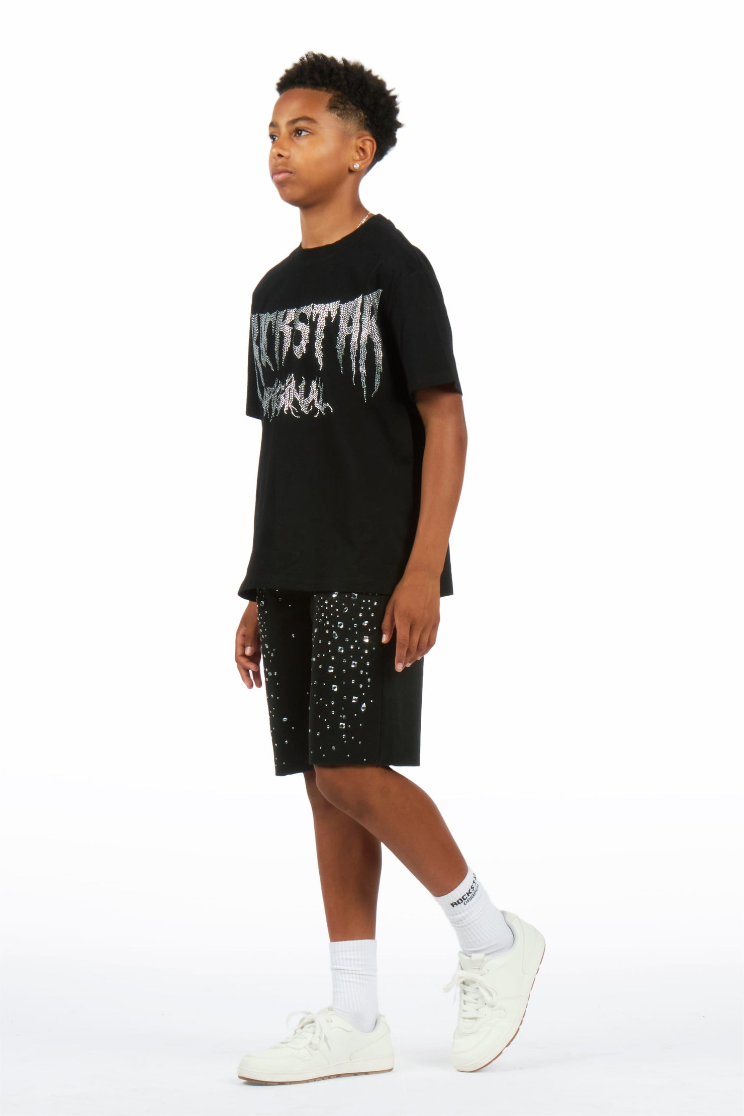 Boys Twinkle Black Rhinestone Short Set
