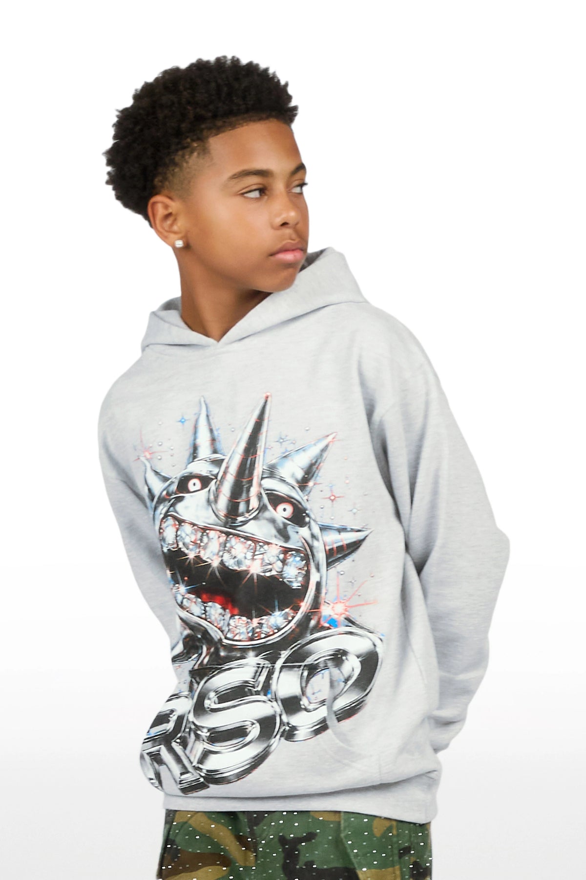 Boys Hagger Heather Grey Graphic Hoodie