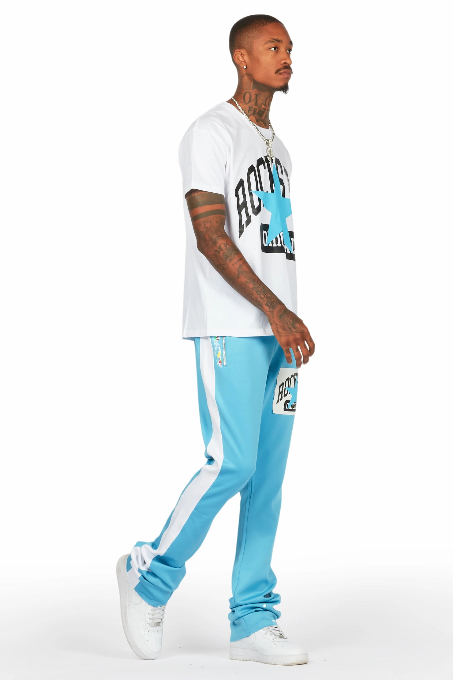 Dash White/Blue T-Shirt/Super Stacked Flare Track Set