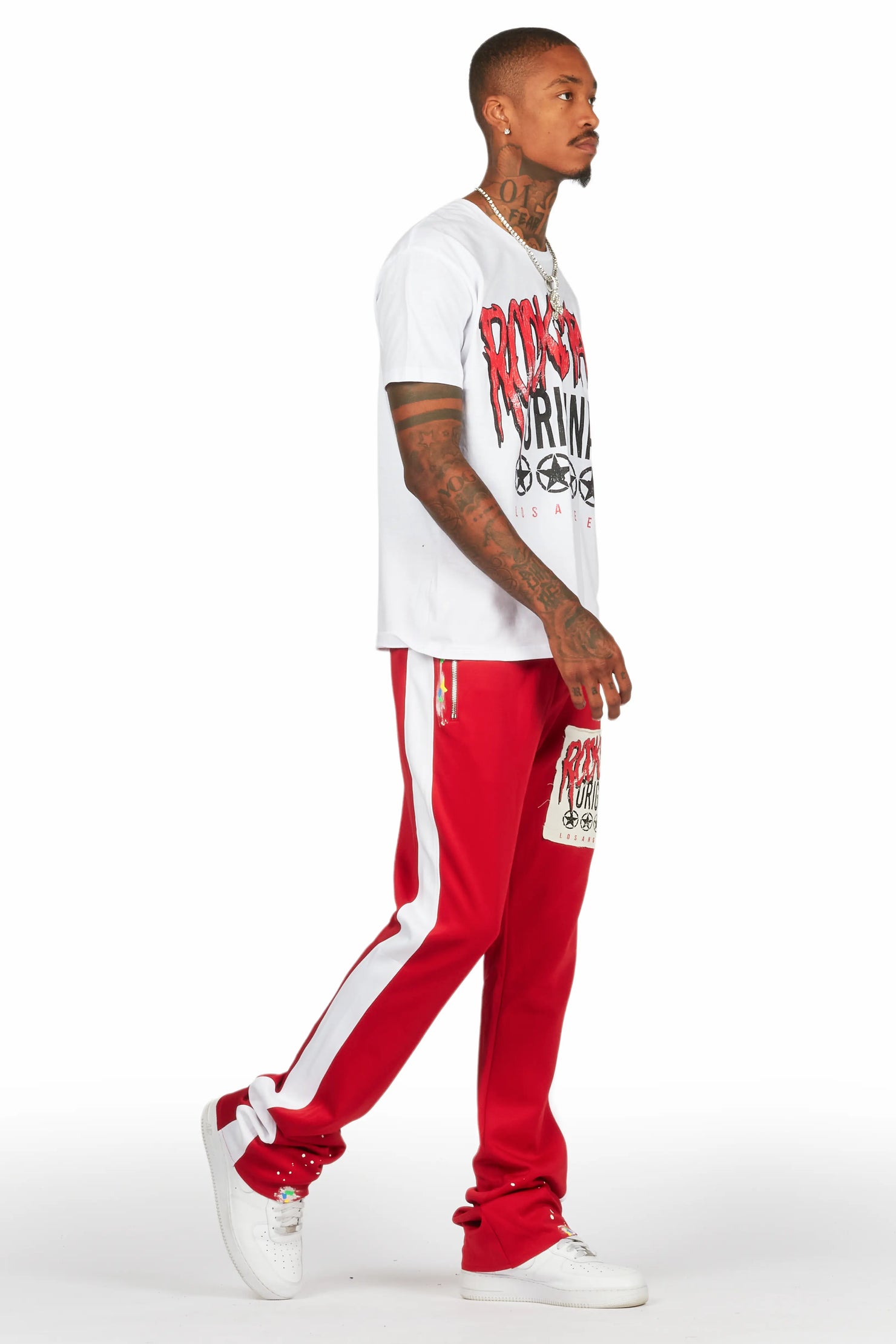 Wizzurd White/Red T-Shirt/Stacked Flare Track Set