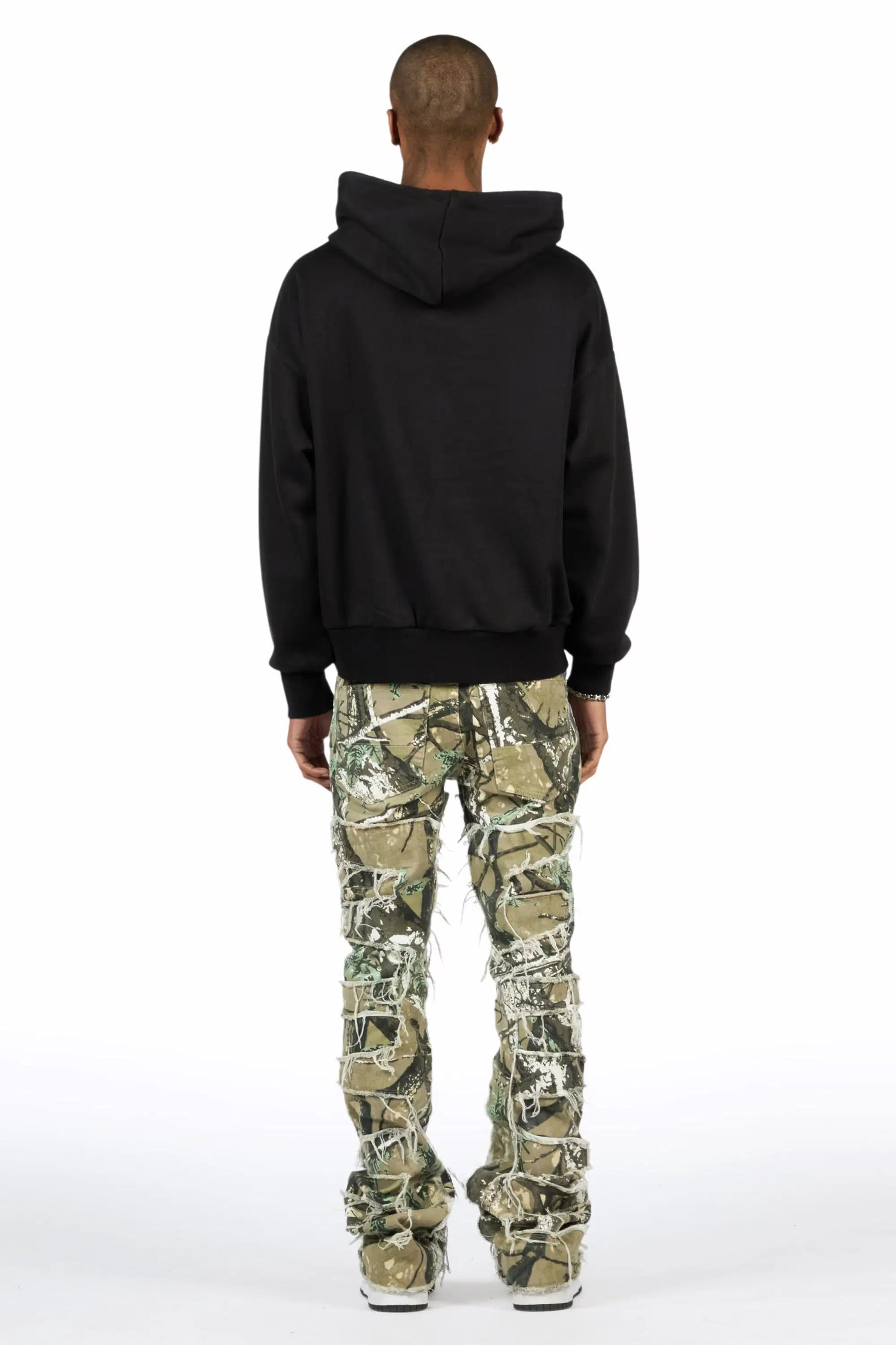 Saxon Black/Camo Hoodie/Stacked Flare Jean Set