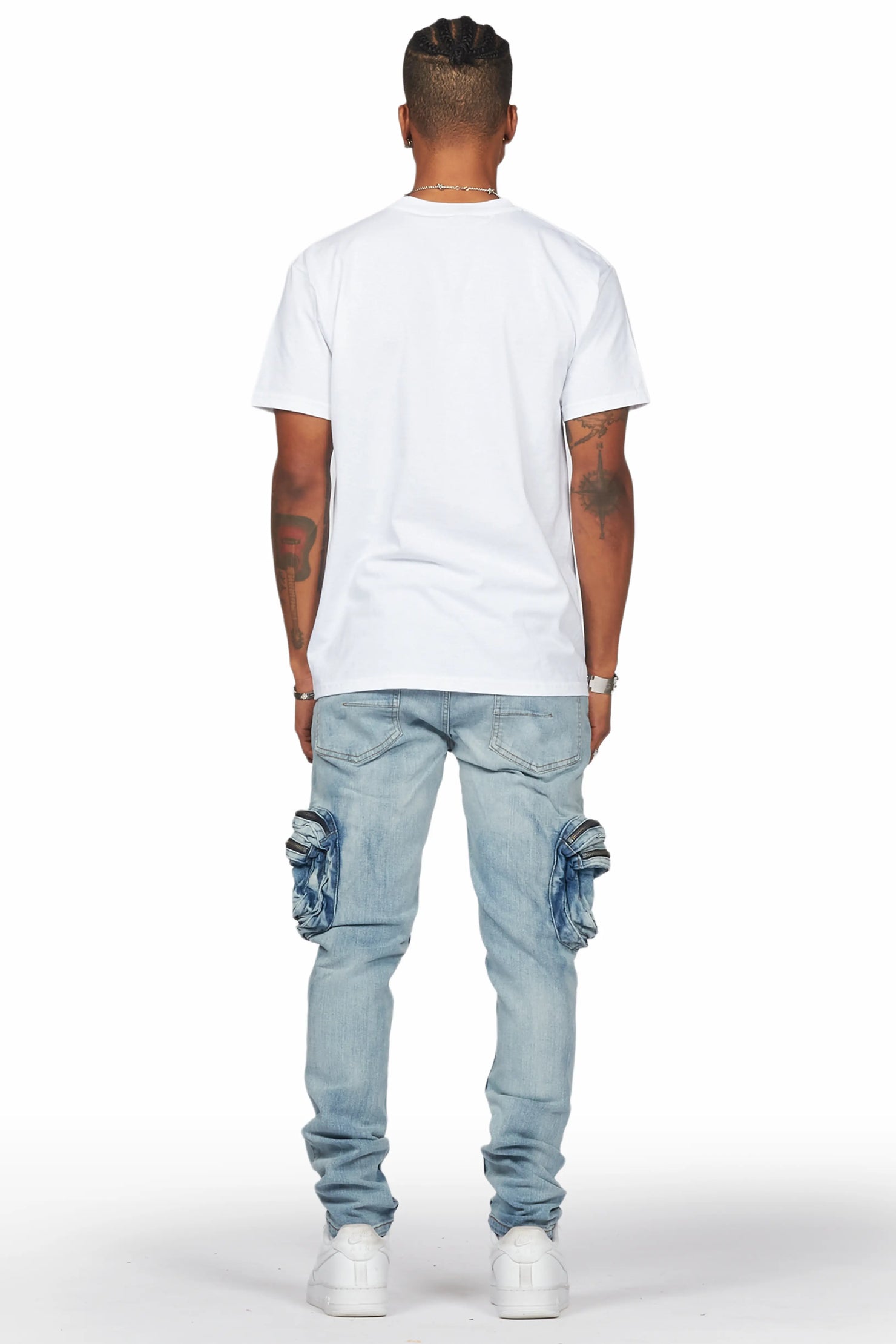 Falan Light Blue Skinny Fit Cargo Jean