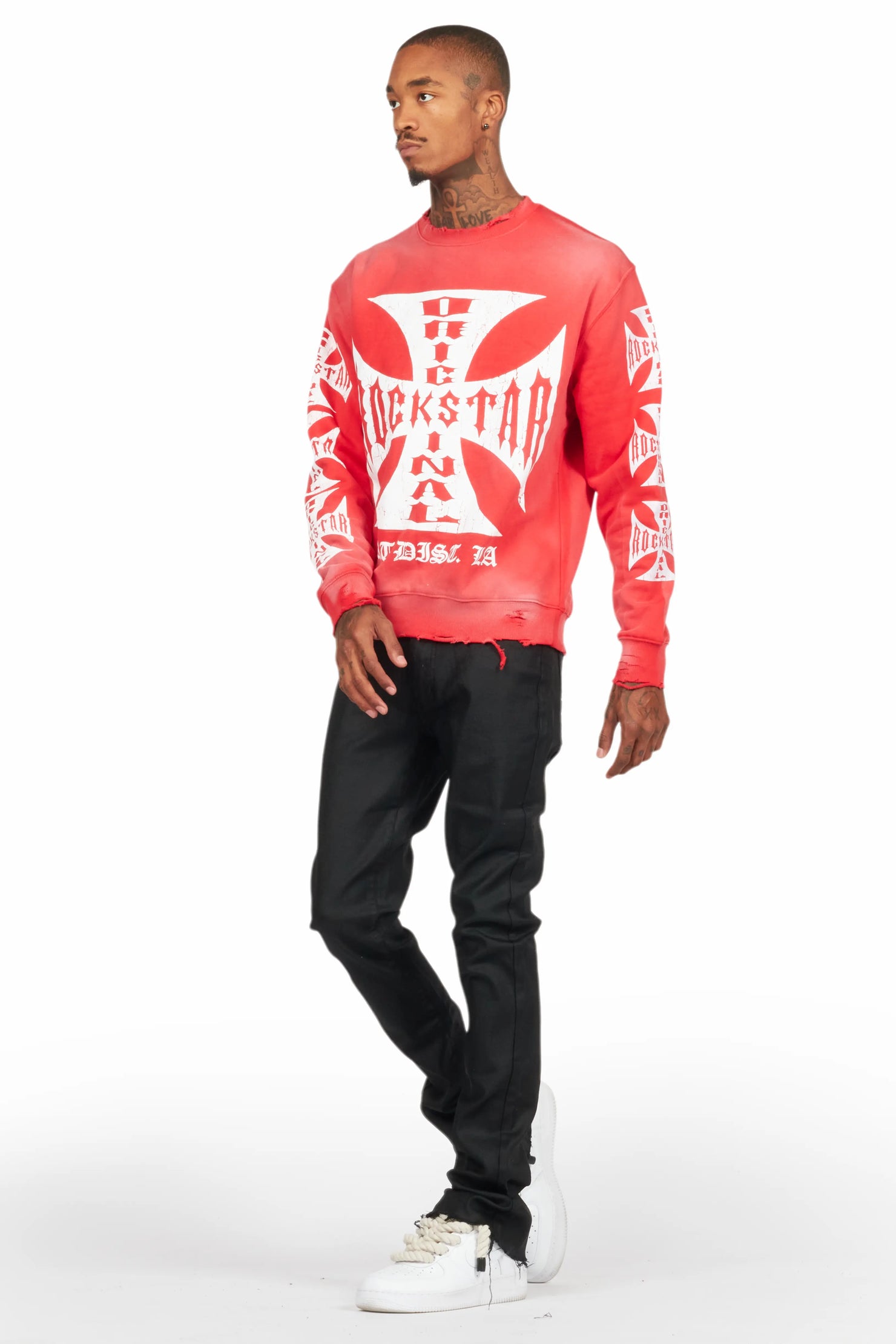 Rebe Black Coated Stacked Flare Jean