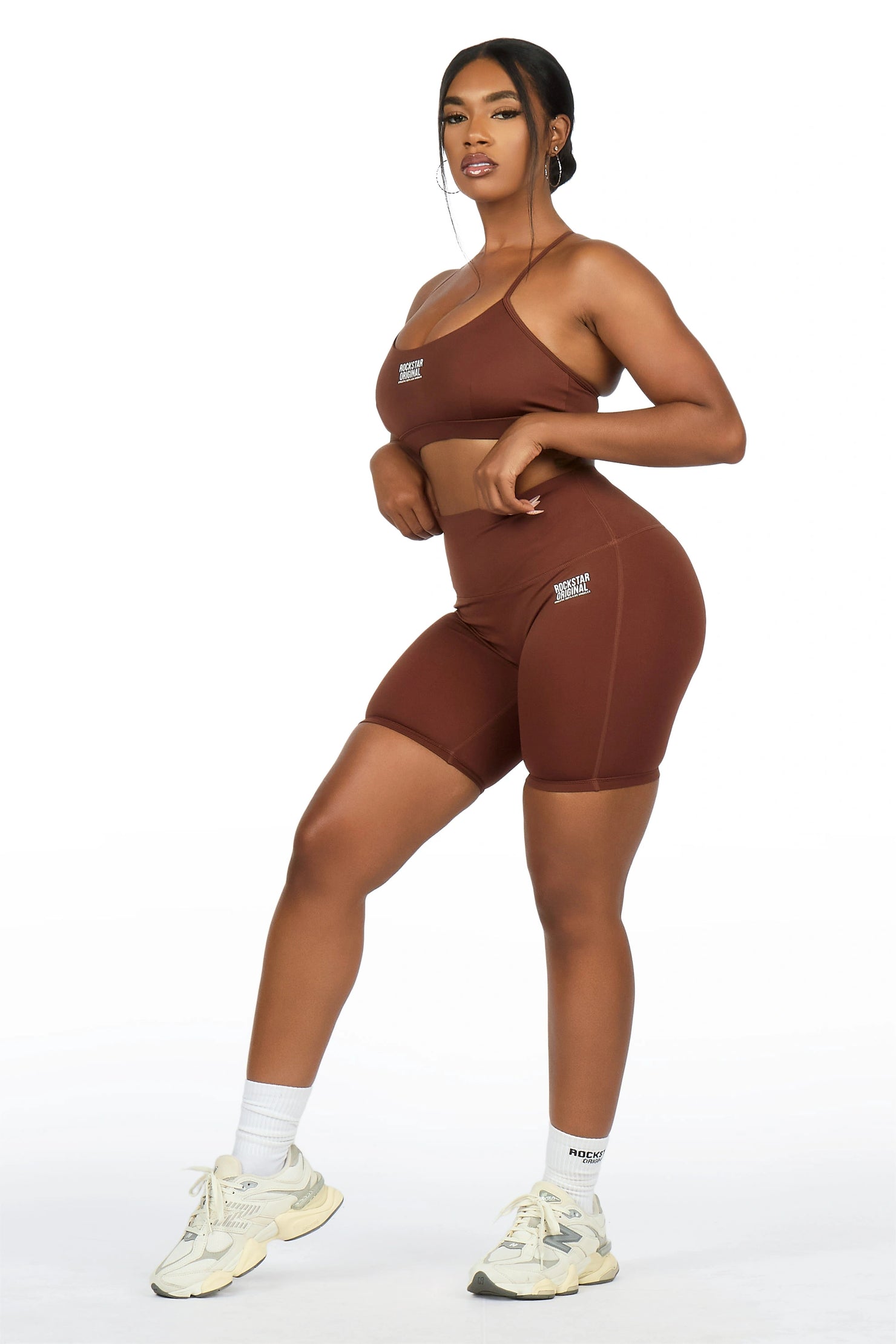 Aliccia Brown Tank Active Bike Short Set