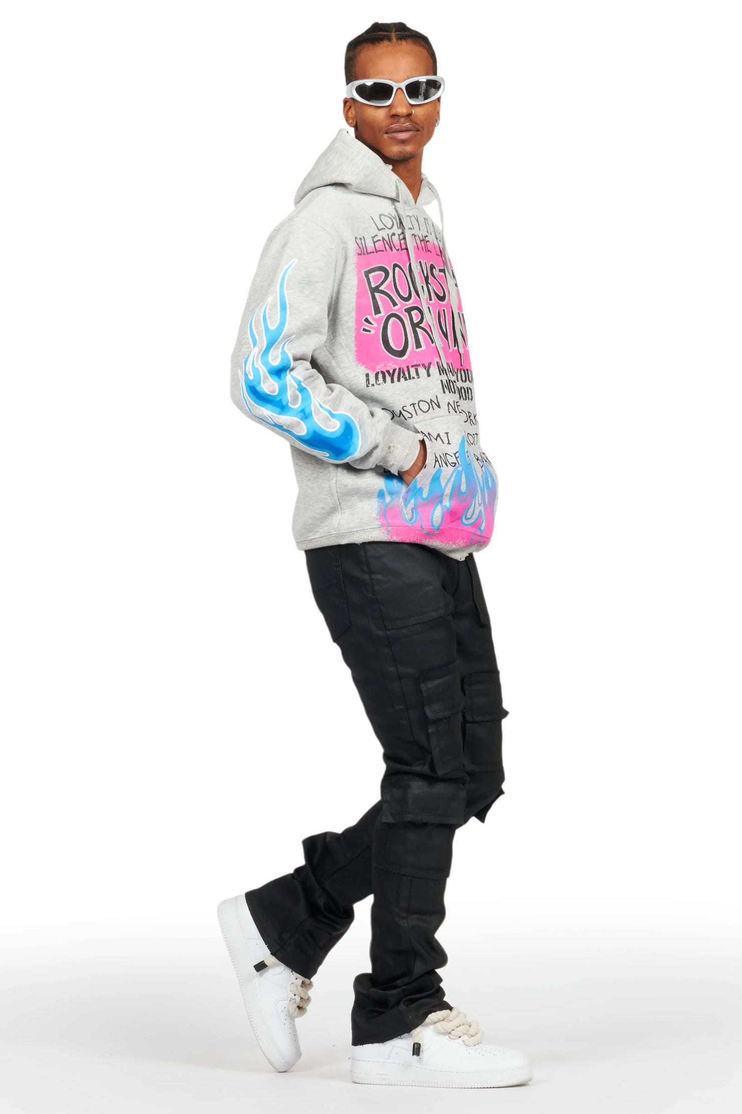 Tyrell Black Coated Stacked Flare Jean