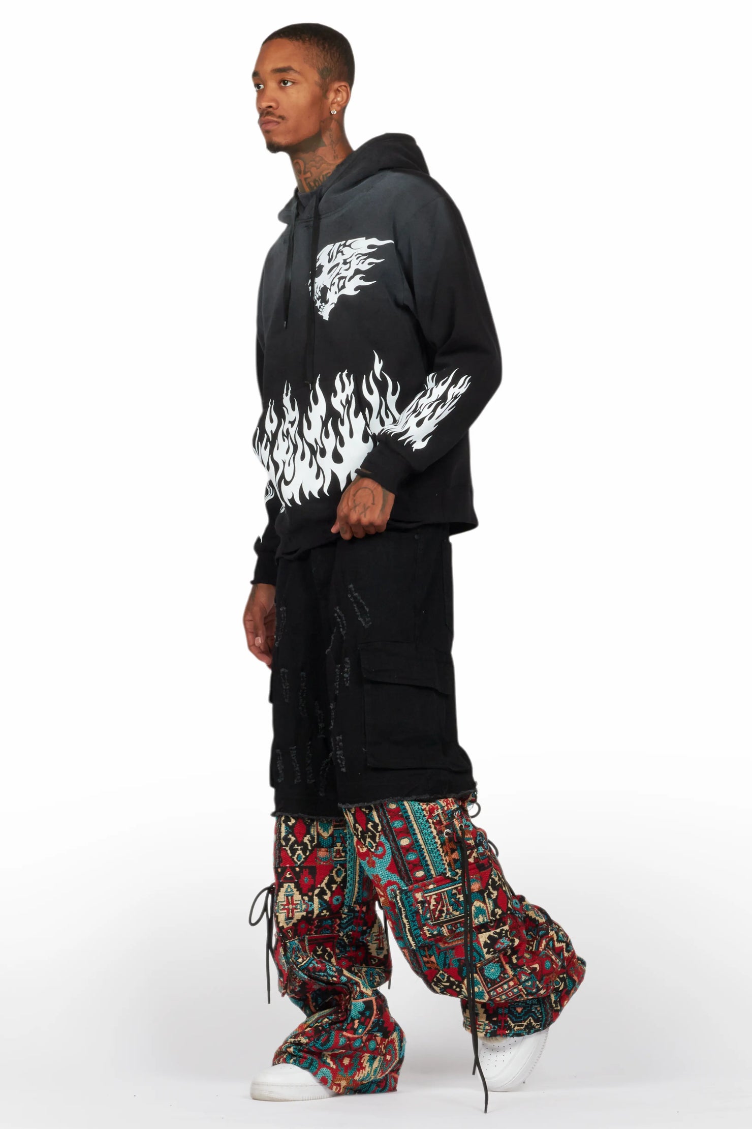 Baatar Jet Black Tapestry Baggy Fit Jean