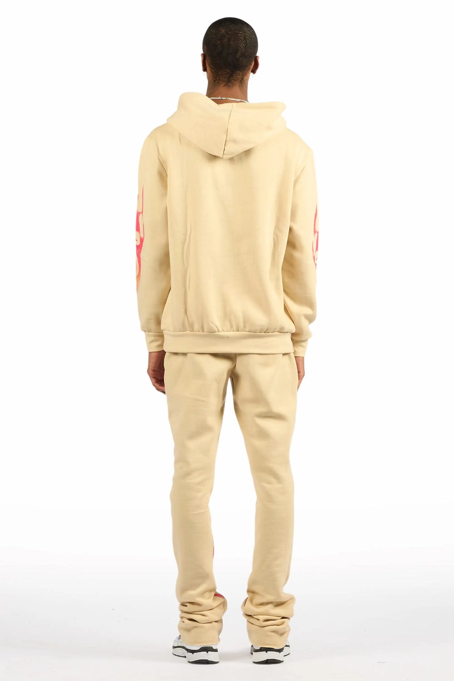 Zo Beige Hoodie/Stacked Pant Track Set