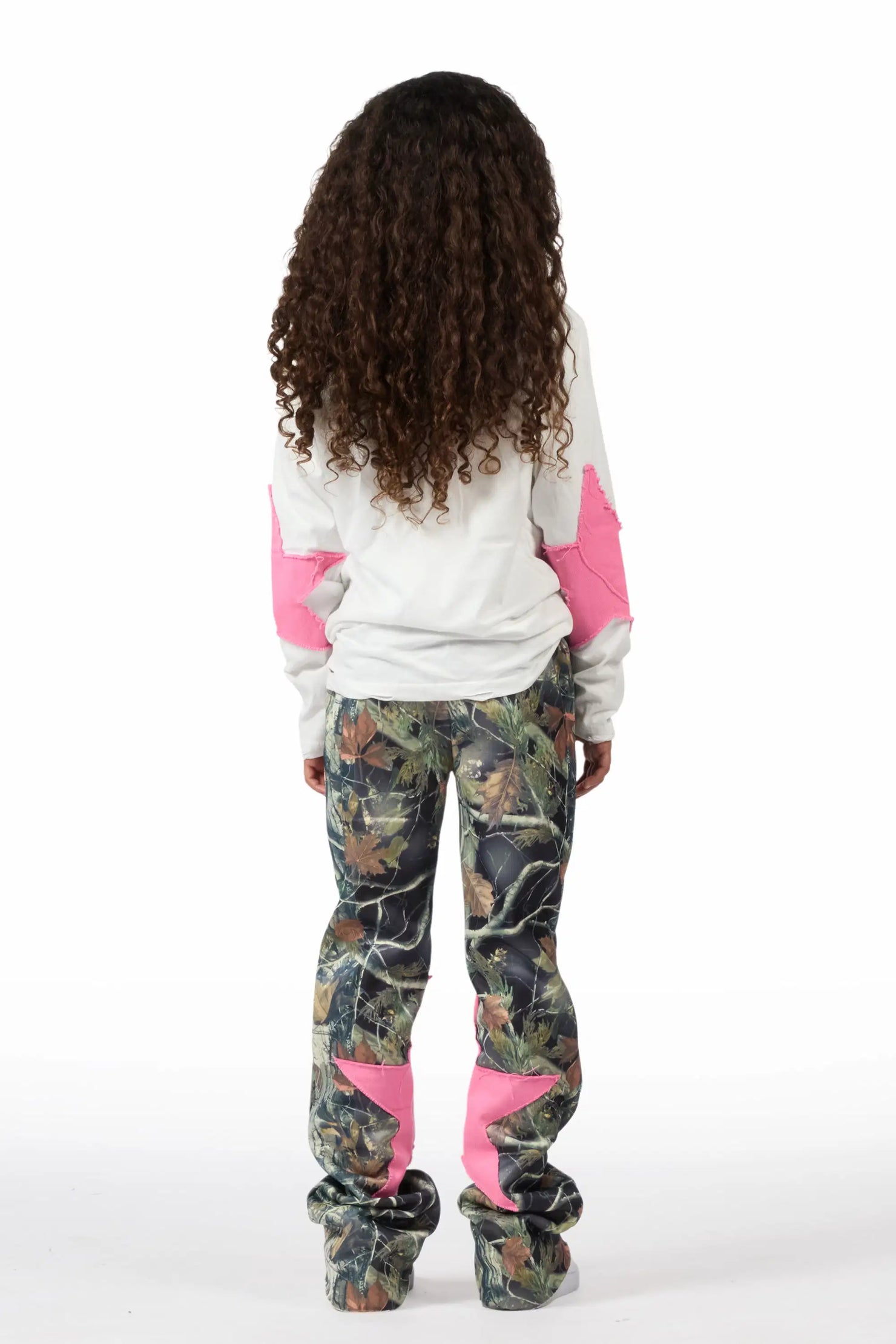 Girls Delgera White/Camo Long Sleeve T-Shirt Track Set